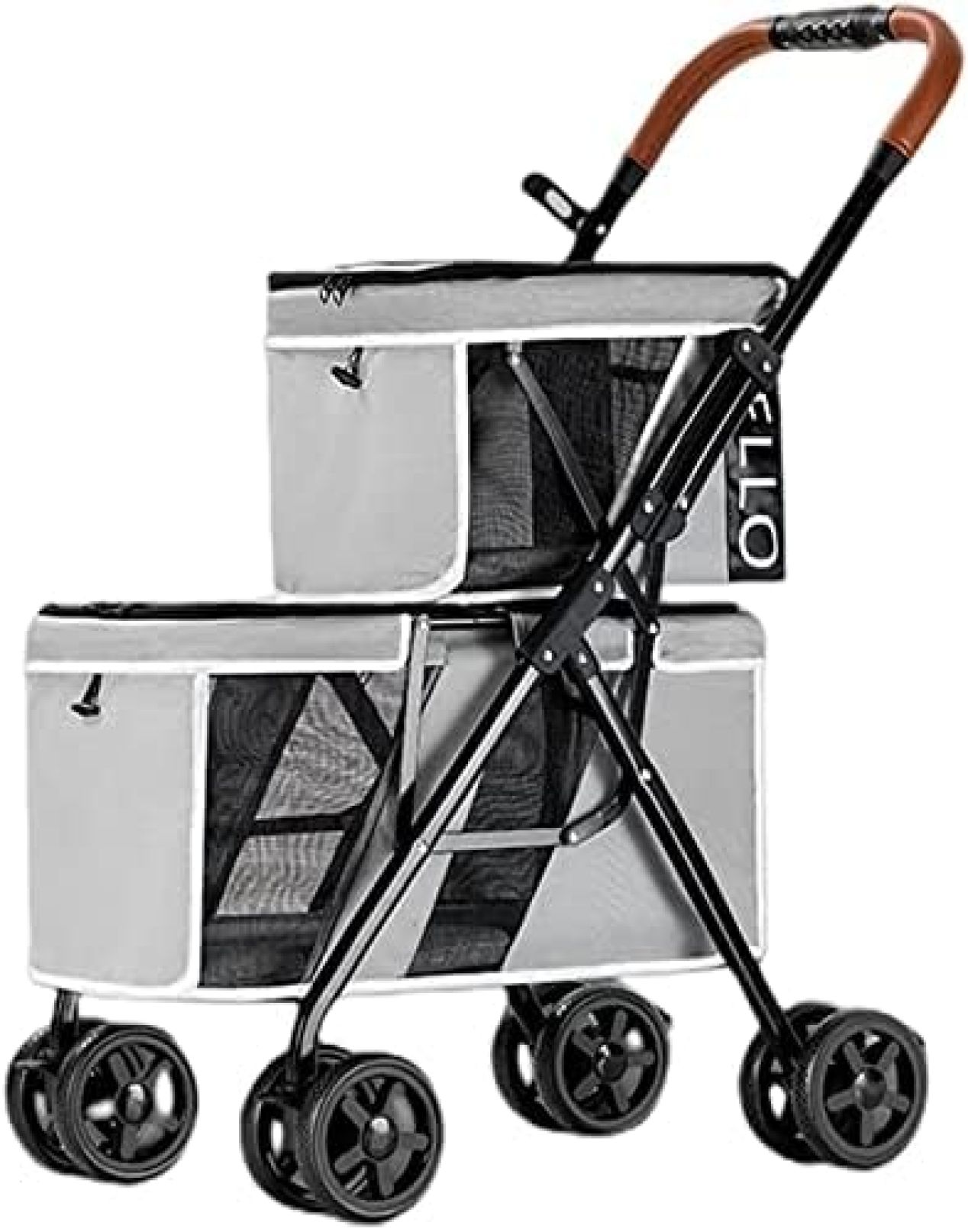 【20%OFFクーポン～】ペットカート 犬用ペットカート ペットバギー 2匹の犬用のベビーカー 4輪 前輪360度回転 安全装置付き ドッグカート 後輪ブレーキ機能 犬用ベビーカー 猫犬兼用 多頭用 分離型 キャリーカート 小