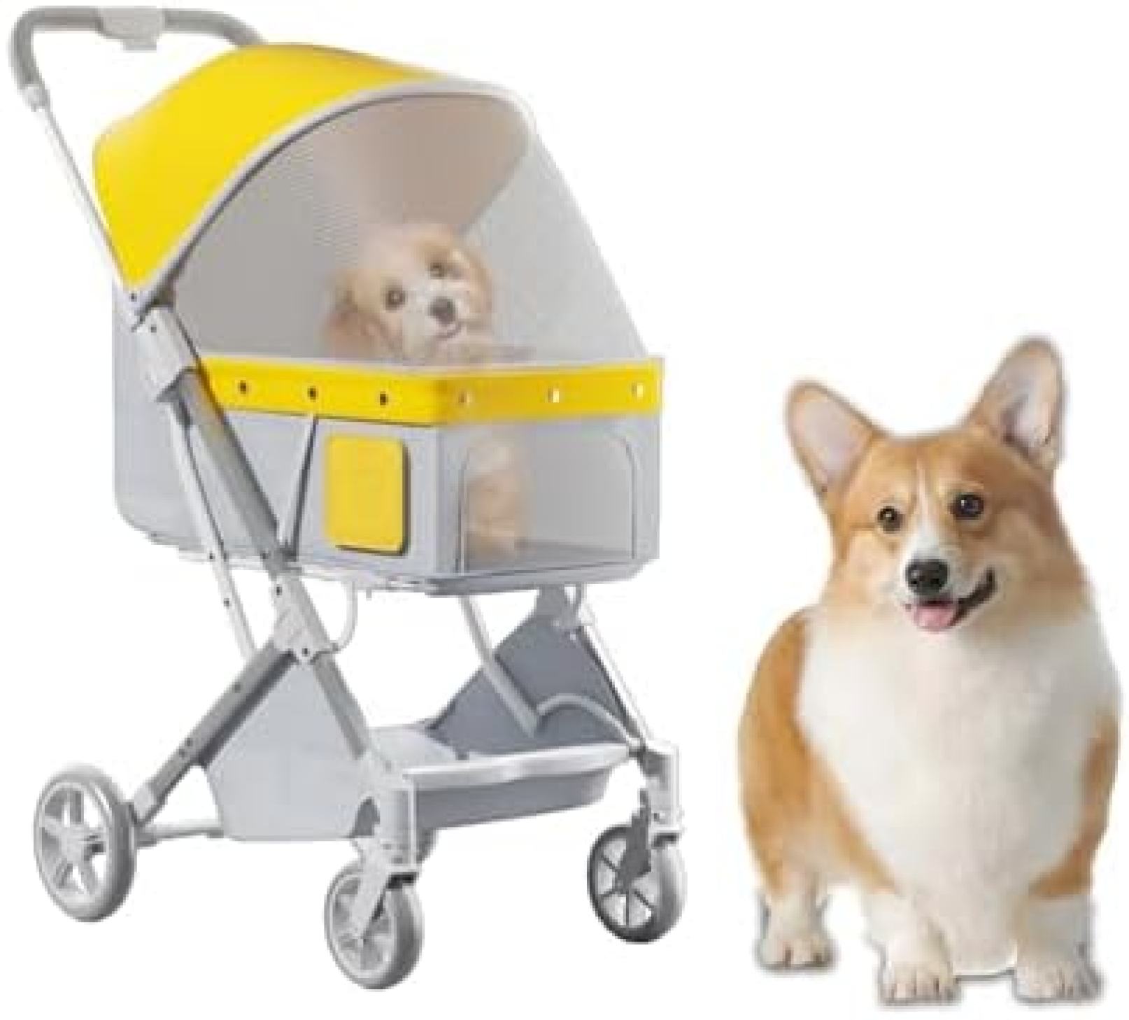【20%OFFクーポン～】ペットカート ドッグカート 犬用カート 犬 バギー 4輪 犬用カート 大開口 小型犬 中型犬 猫 多頭 ペットキャリーカート ワンタッチ折り畳み 組み立て簡単 飛び出し防止 後輪ブレーキ付 自立式 ペ