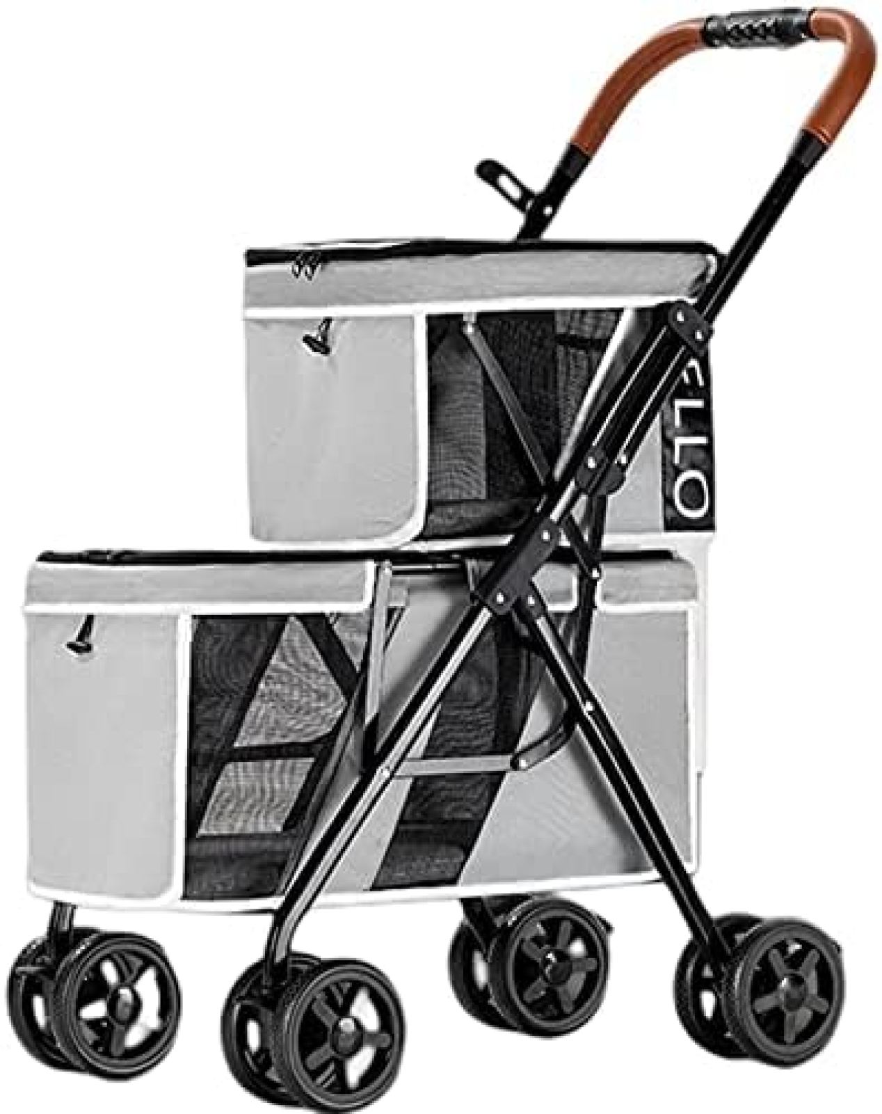 【20%OFFクーポン～】ペットカート 折りたたみ 犬用カート ペットバギー 2匹の犬用のベビーカー 4輪前輪360°回転 安全装置付 ドッグカート 後輪ブレーキ機能 小型 中型 大型 犬 猫兼用 介護用 耐荷重20kg 軽量