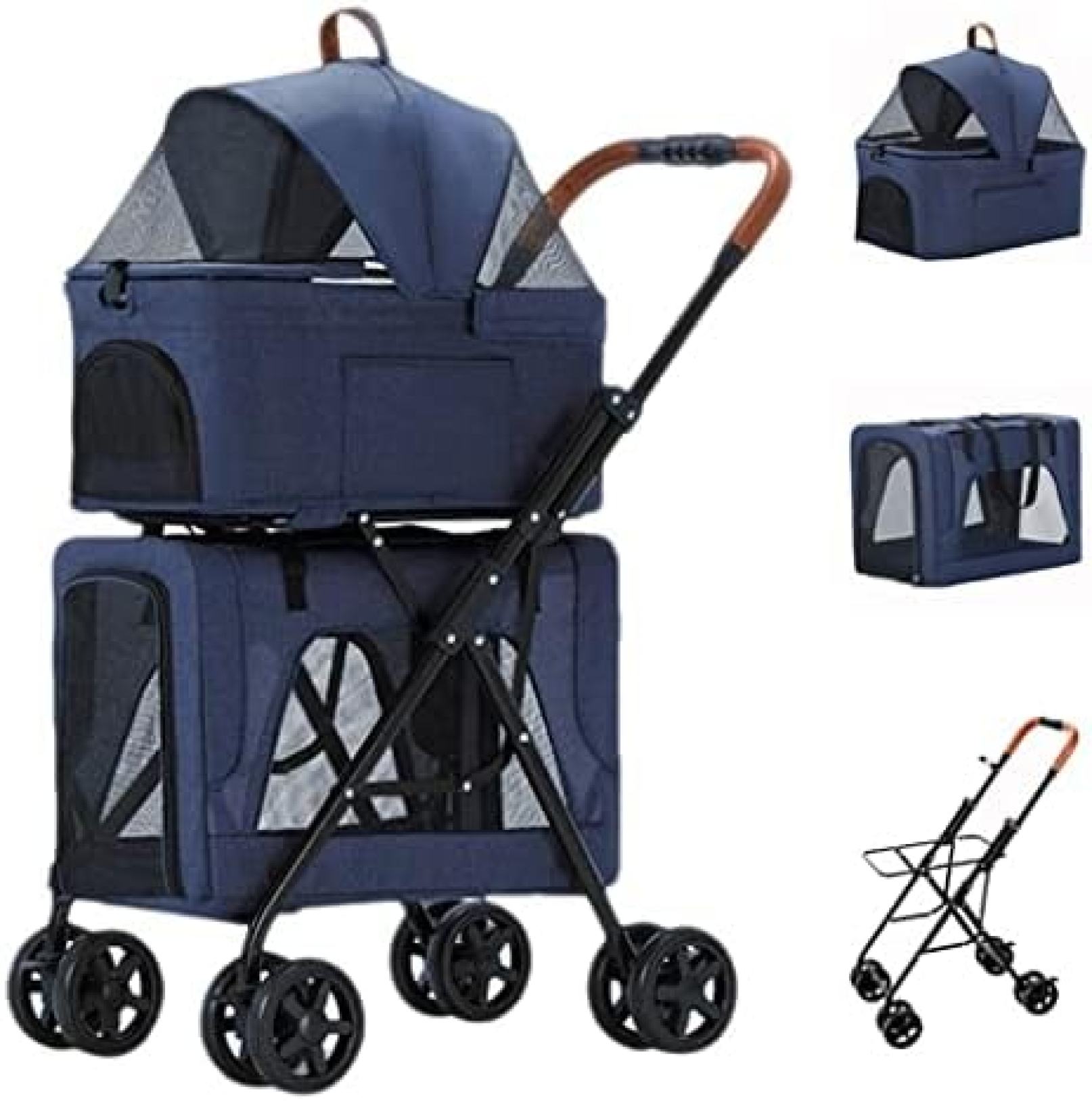 【20%OFFクーポン～】ペットカート ベビーカー バギー 犬 猫 多頭 小型犬猫用ダブルペットベビーカー 二重層ペット子犬ベビーカー小型犬乳母車高級ペットトラベルカート 66,798円