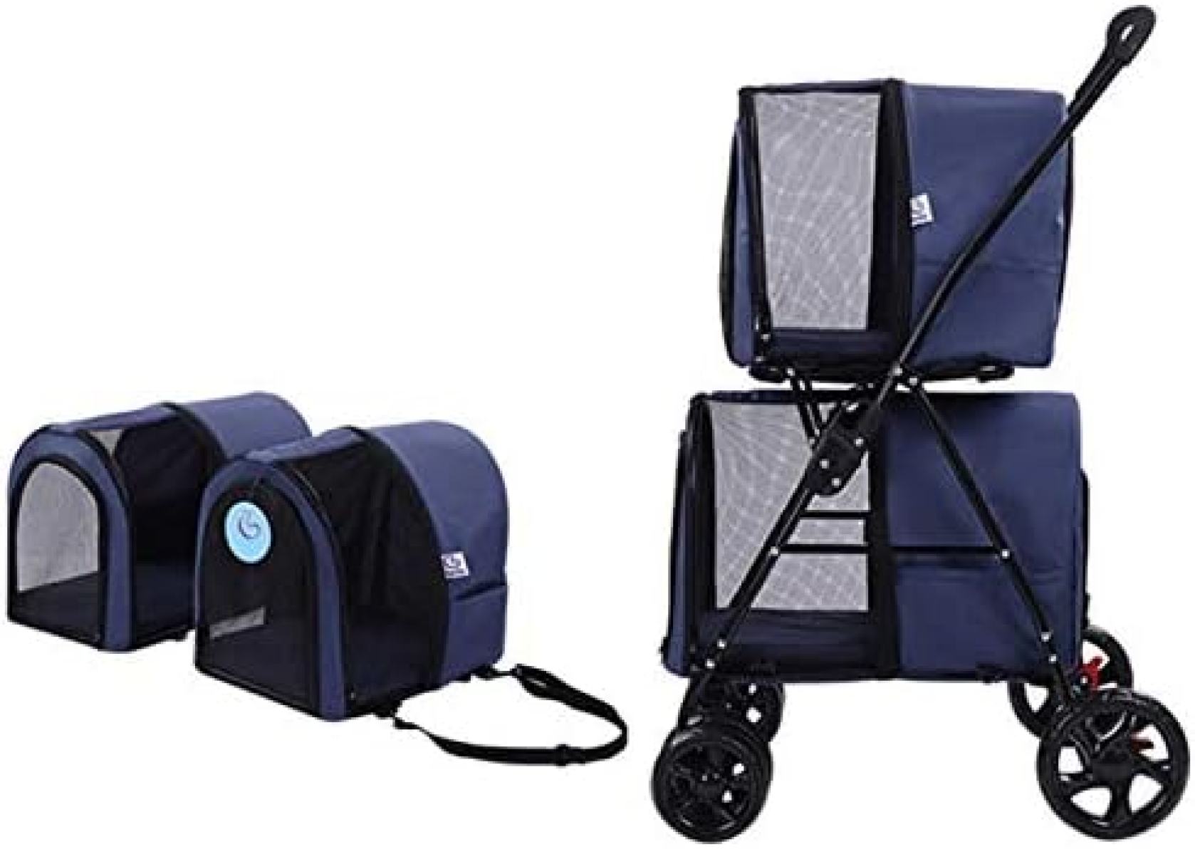 【20%OFFクーポン～】ペットカート 犬用ベビーカー 犬 カート 猫 バギー 猫犬兼用 四輪 対面推し可能 猫犬 兼用 折り畳み簡単 組み立て簡単 通気 前も後ろも網窓 介護 老犬