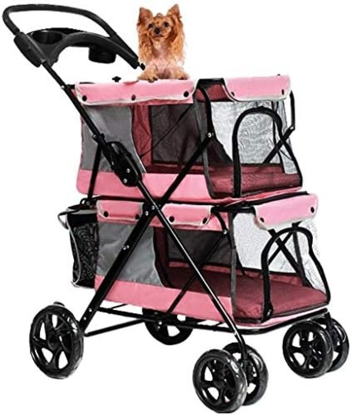 【20%OFFクーポン～】ペットカート ベビーカー バギー 犬 猫 多頭 折りたたみ 小型犬 猫 カート 軽量 4輪 安全装置付 通気性 ペットバギ 多頭用 ペットベビーカ