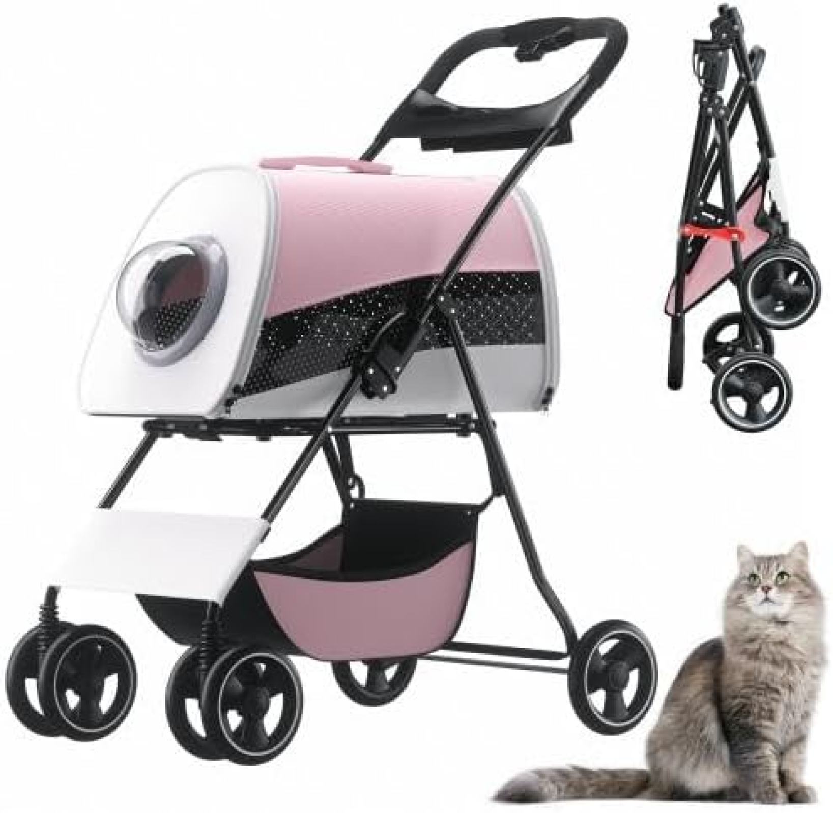 【20%OFFクーポン～】ペットカート ベビーカー バギー 犬 猫 多頭 犬猫ベビーカー セパレート コンパクト 折りたたみ式 前輪回転360°後輪ブレーキ 飛び出し防止 猫小型犬中型犬対応 軽量耐荷重15KG お出かけ便利