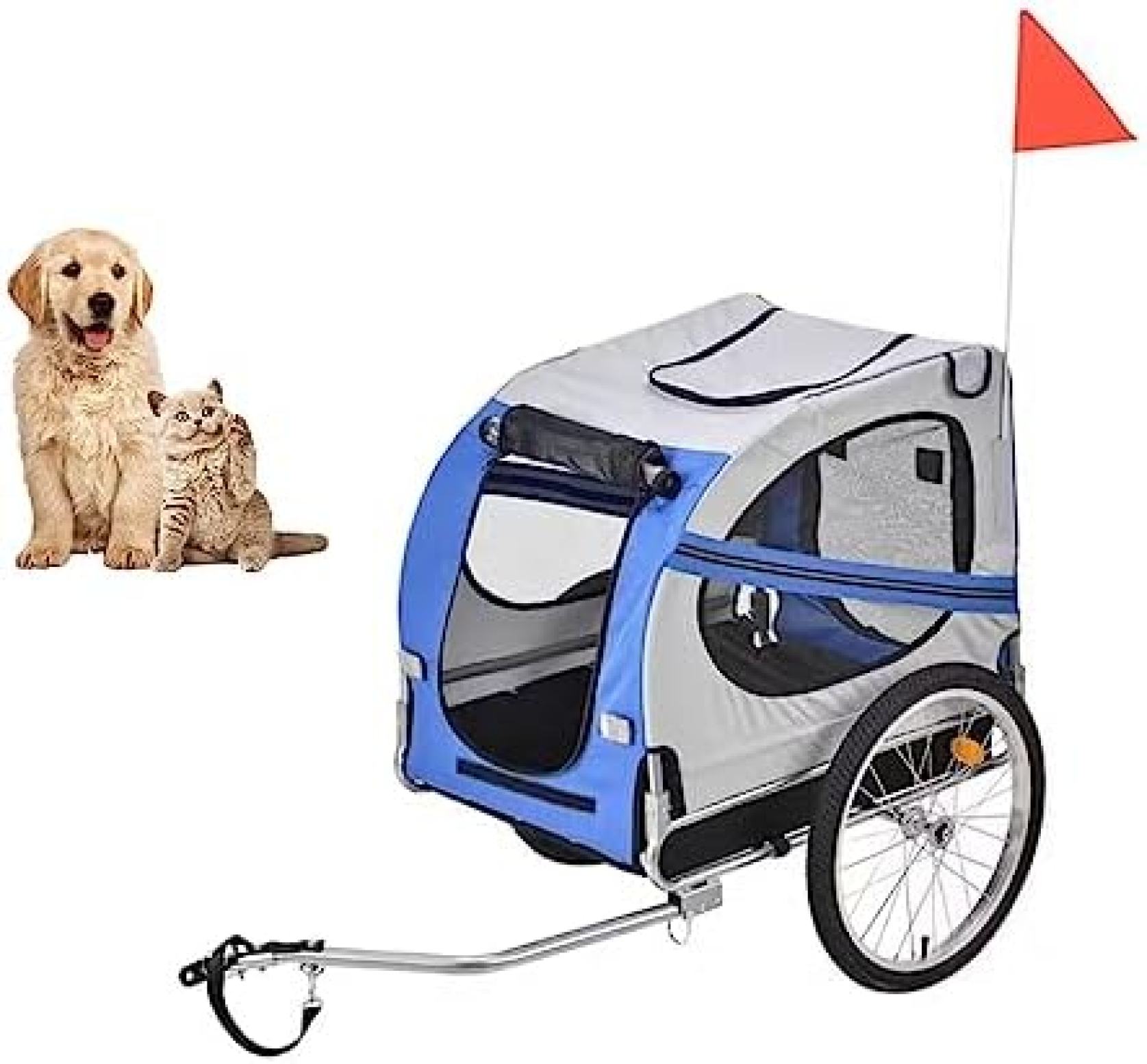 【20%OFFクーポン~】ペットカート ベビーカー バギー 犬 猫 多頭 折りたたみ犬バイクトレーラーペットカートキャリア自転車旅行用スチールフレームヒッチカプラー付き|Yokos