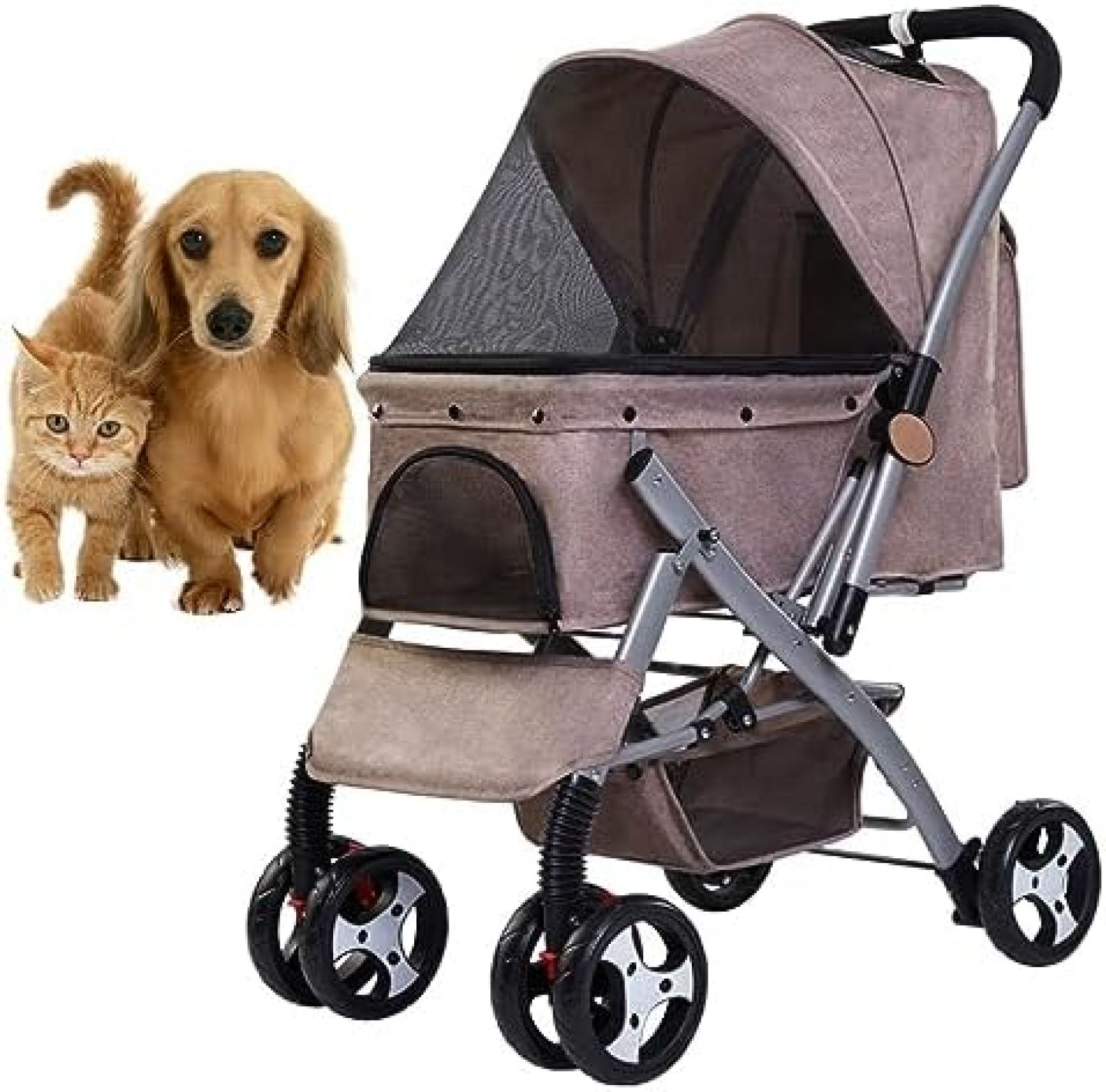 【20%OFFクーポン～】ペットカート ベビーカー バギー 犬 猫 多頭 犬用ベビーカー 猫バギー 折りたたみ 多機能 ペットバギー ドッグカート４輪 前輪360°回転 後輪ブレーキ 小型犬 中型犬 カート快適で 軽量 耐荷重