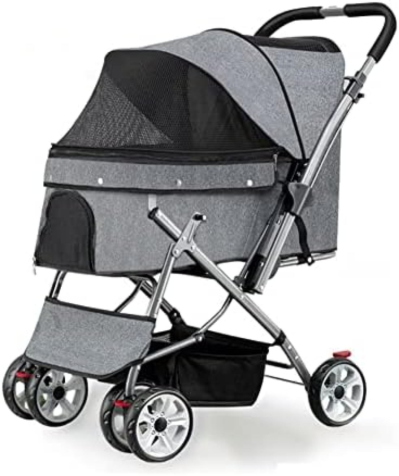 【20%OFFクーポン～】ペットカート ベビーカー バギー 犬 猫 多頭 犬用ベビーカー 犬 猫バギー 4輪 小型犬 中型犬カート 軽量コンパクト 前輪360°回転 後輪ブレーキ付 介護用 折りたたみ 組み立て簡単 最大積載量