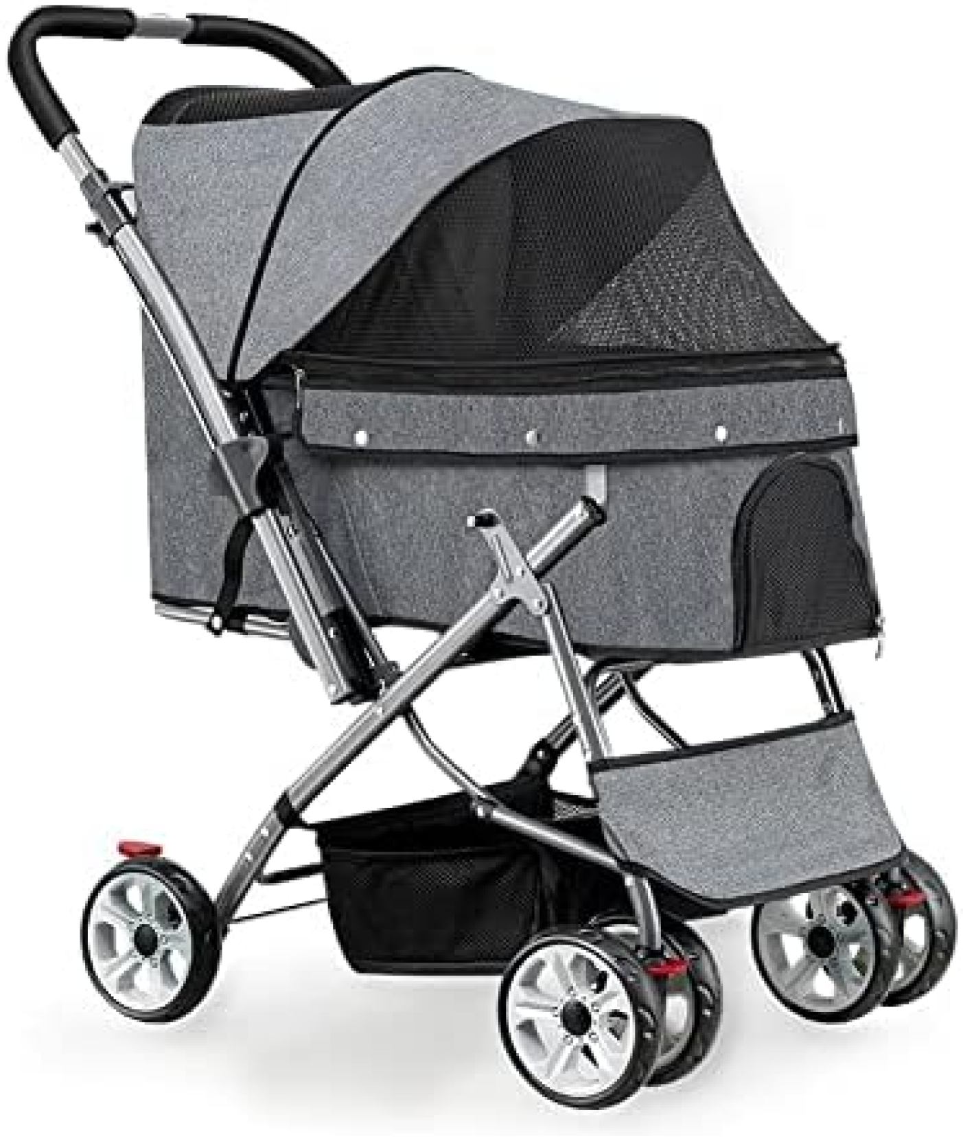 【20%OFFクーポン～】ペットカート 犬用ベビーカー 犬 猫バギー 対面式 4輪 小型犬 中型犬カート 多頭 軽量コンパクト リード2本付き 前輪360°回転 後輪ブレーキ付 介護用 折りたたみ 耐荷重25Kg 組み立て簡単