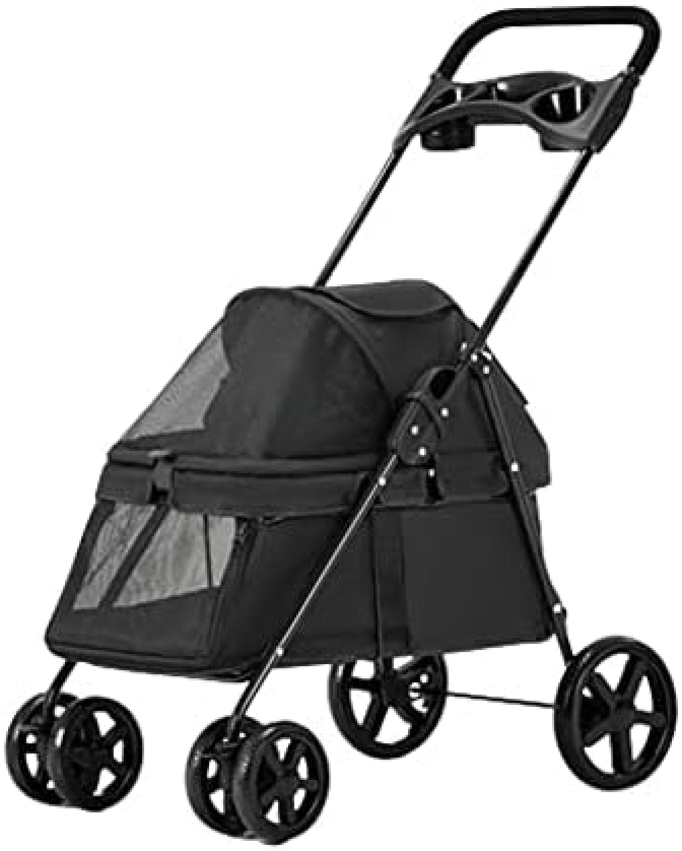 【20%OFFクーポン～】ペットカート ベビーカー バギー 犬 猫 多頭 軽量ドッグカート 小型犬用折りたたみ式ペットストローラー 取り外し可能なトラベルドッグトロリー 前輪360°回転 前も後ろも網窓 通気 軽量 最大積載量