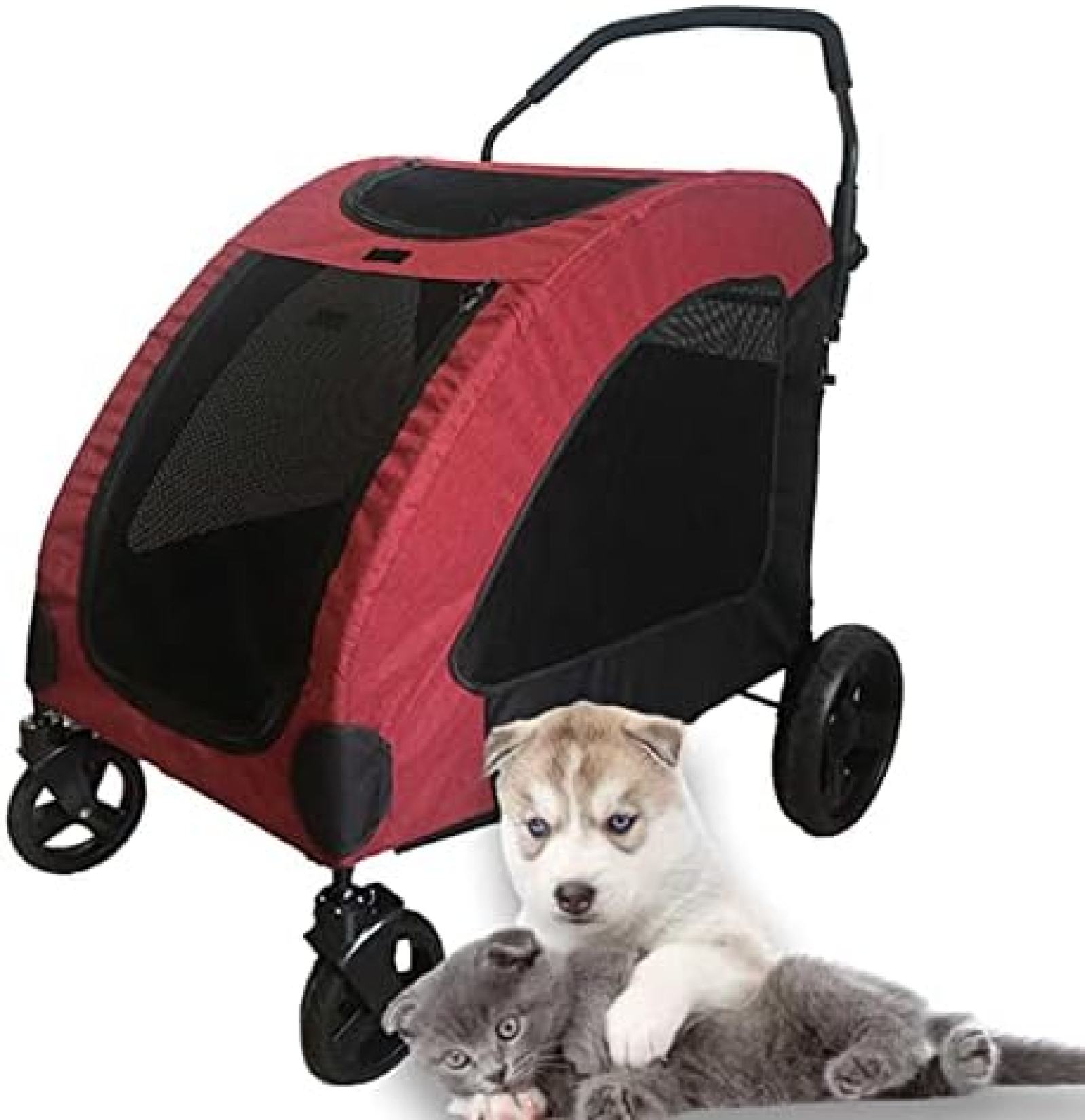 【20%OFFクーポン～】ペットカート ベビーカー バギー 犬 猫 多頭 4輪 ペット カート 犬用カート 折りたたみ式 360°回転ドッグカート 多頭用 犬用ベビーカー ペットバギー 犬用キャリーカート ブレーキ付 軽量 組
