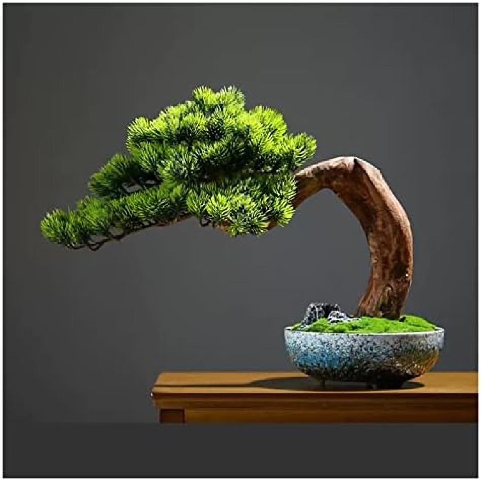 【20%OFFクーポン】室内装飾用の人工観葉植物 14インチの人工盆栽の木の植物、現実的な湾曲した木の幹の偽の植物人工盆栽、鉢、家やオフィスの装飾、テーブル、机付き 偽の植物｜Yokos