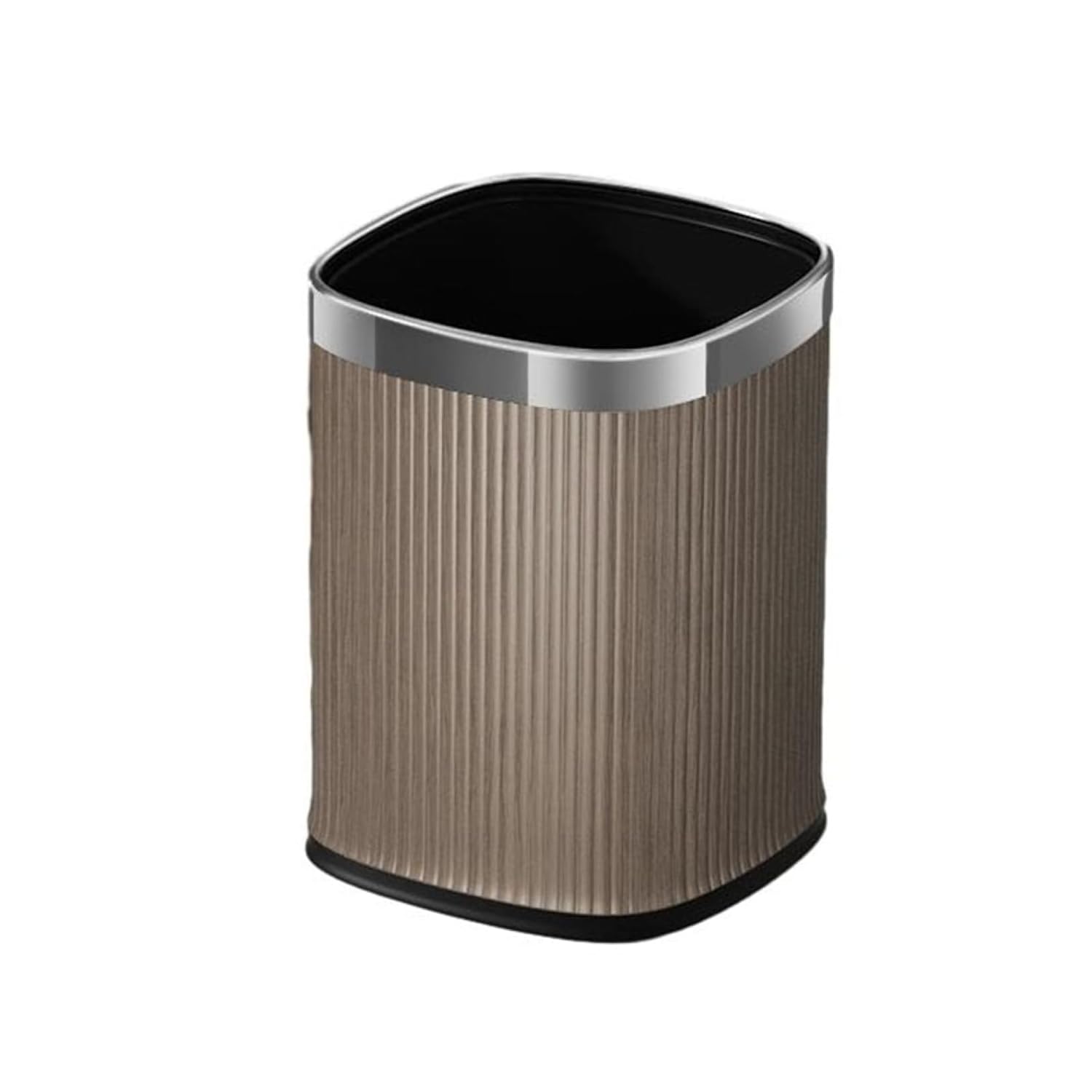 ゴミ箱 フタなし 12L ダストボックス 角型 ごみ箱 ゴミ袋が見えない スリム おしゃれ シンプル 抗菌 部屋 キッチン リビングルーム トイレ 浴室 オフィス用 スチール ブラウン