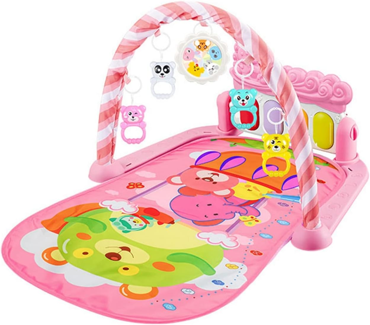 ベビージム 57*75*43cm 赤ちゃん おもちゃ付き プレイマット プレイジム 幼児 音が鳴るピアノ ベビージムマット ベビーおもちゃ 新生児 知育おもちゃ 出産準備 室内遊具 知育玩具 洗濯可能