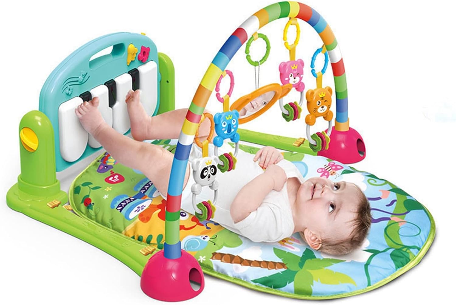 ベビージム 60*71.5*45cm ベビープレイマット 幼児 プレイマット プレイジム 赤ちゃん おもちゃ付き 音が鳴るピアノ ベビージムマット ベビーおもちゃ 新生児 ライト知育おもちゃ 出産準備｜Yokos