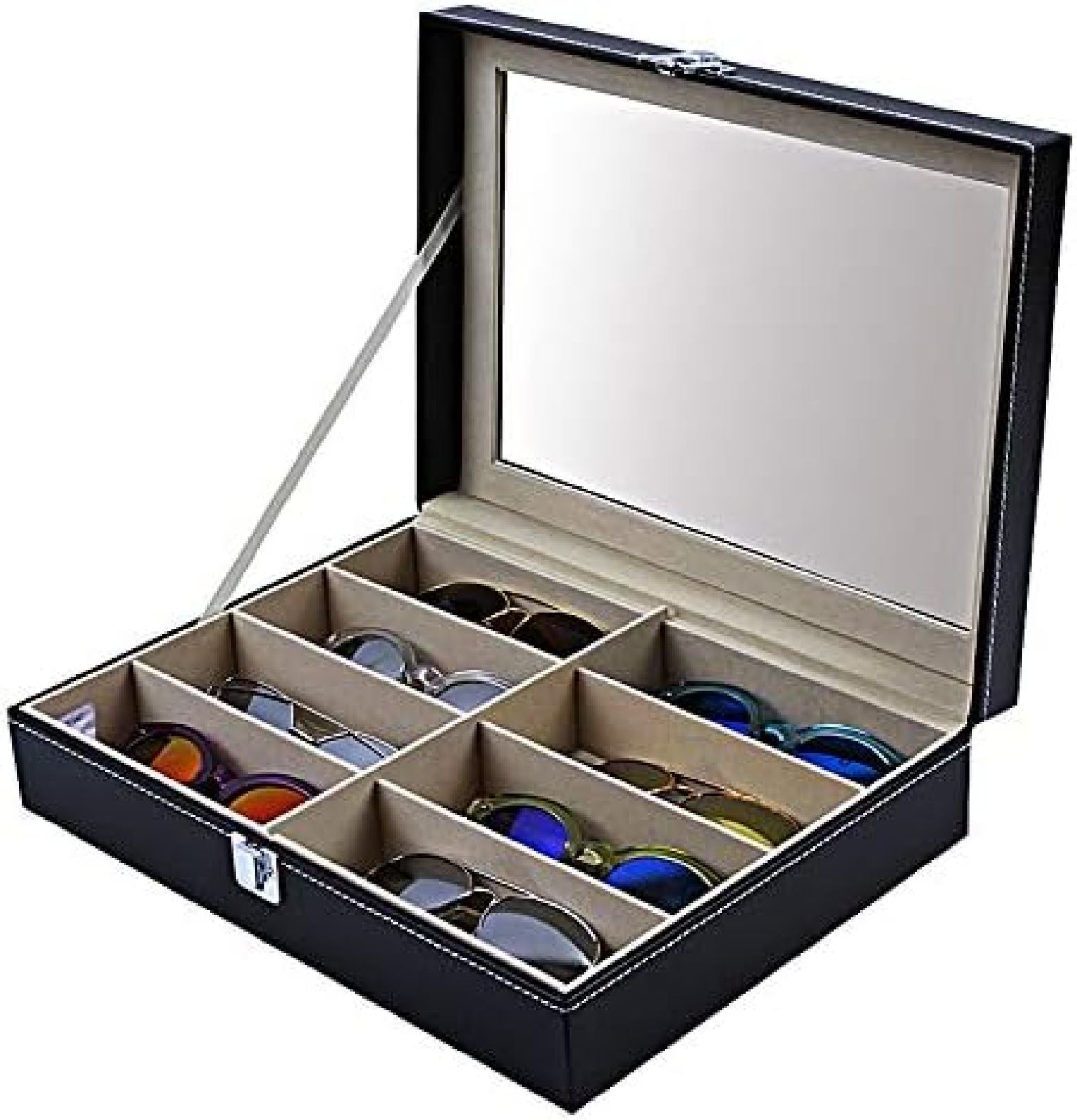 【20%OFFクーポン～】多機能収納 メガネケースメガネ主催ソートボックスサングラスアイウェアの収納ケース眼鏡ストレージラックホルダーコンテナジュエリー時計を表示します 小物 雑貨 (Color : Black Size :