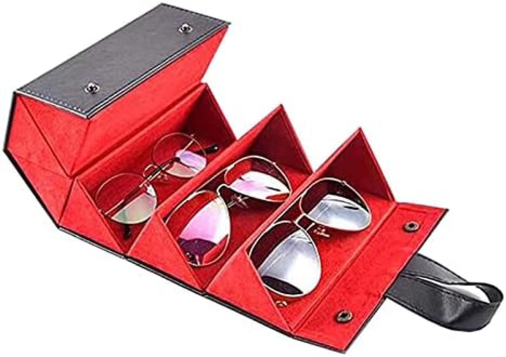 【20%OFFクーポン～】サングラスホルダー 6スロット pu折りたたみ式レザー眼鏡収納ボックスディスプレイサングラスメガネ旅行オーガナイザーケース多重吊り下げコンテナ眼鏡ディスプレイ サングラスオーガナイザー