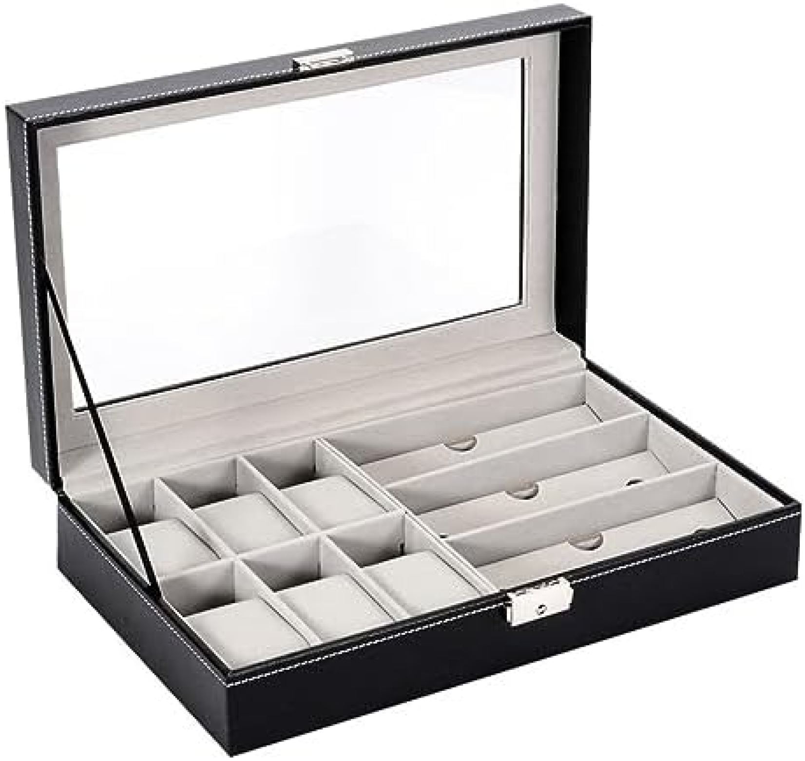 【20%OFFクーポン～】腕時計収納ケース 眼鏡収納ケース サングラスボックス コレクションケース アクセサリーケース 腕時計ボックス ディスプレイ 眼鏡ボックス 高級 ジュエリー収納 時計保管 6本 ブラック 6,608円