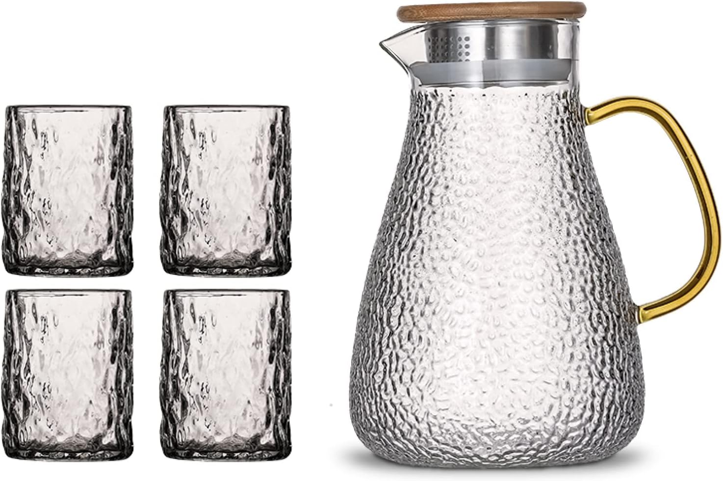 【20%OFFクーポン～】ガラスコップ 1600ML+260ML ケトル オフィス 家族/バー/ピクニック/パーティーに最適 雑貨 家用 可愛い お茶 お酒 贈り物 飲み物 キッチン用 耐熱 ジュース ミルク ティー コーヒー