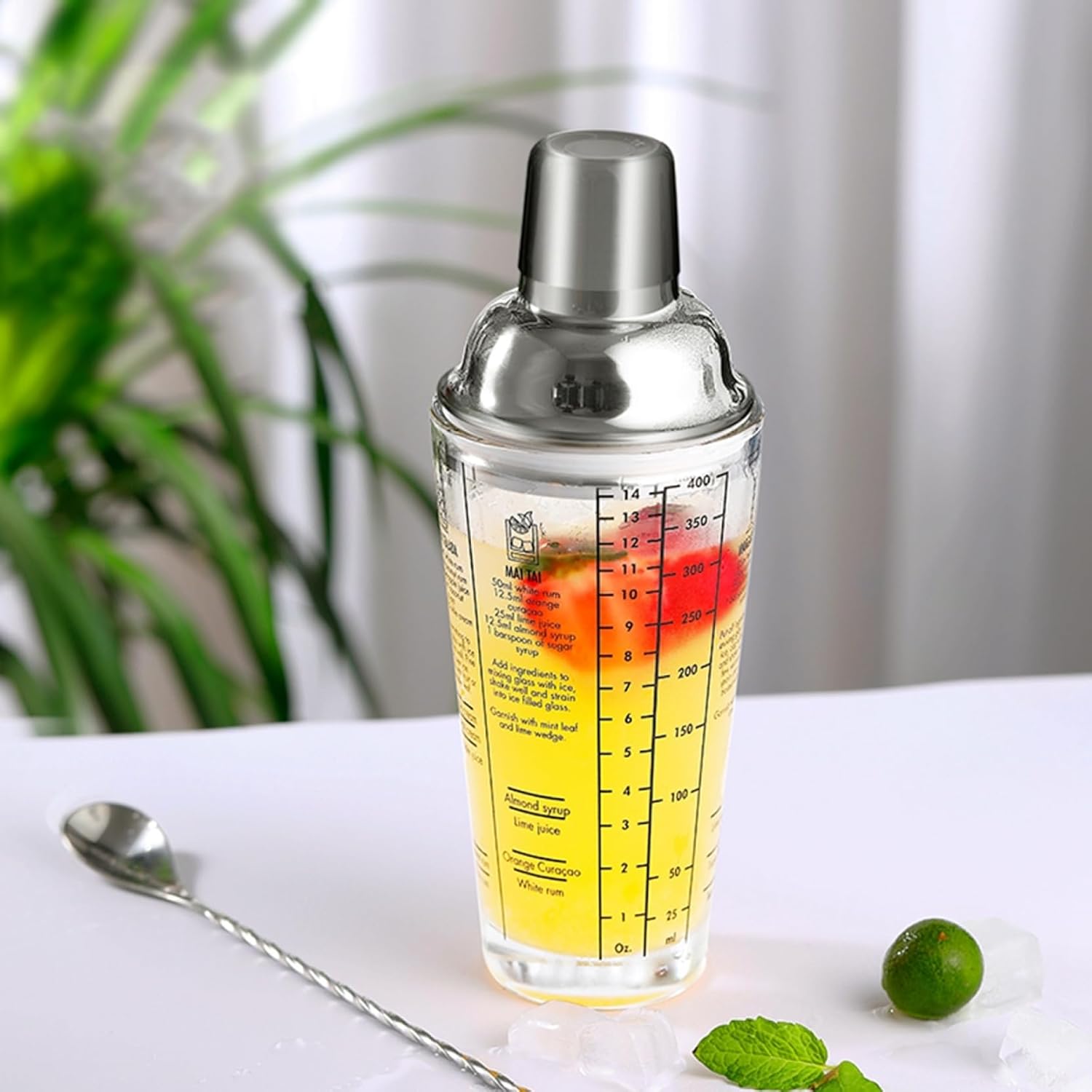 【20%OFFクーポン～】ガラススノーカップ バーテンダーツール 2点セット 390ml 透明 計量可能 練習 バーテンダー用 バー用品 バーセット カクテルシェーカー マティーニシェーカー 初心者 バーテンダーボトル ハンド