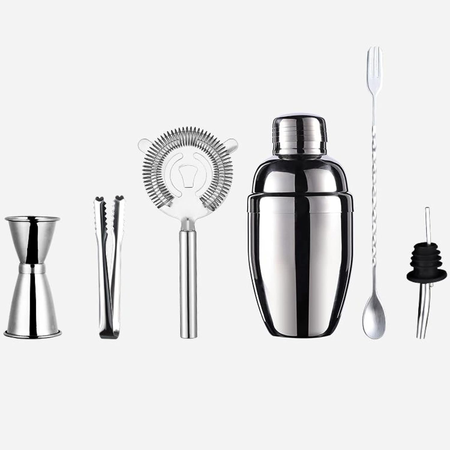 【20%OFFクーポン～】カクテルシェーカーセット ステンレス製 6点セット 530ml 練習 バーテンダー ワイン 酒 バー用 ホーム キット カクテル 業務用 自家製 バーテンダー 最高ツール ギフト カクテルセット バー
