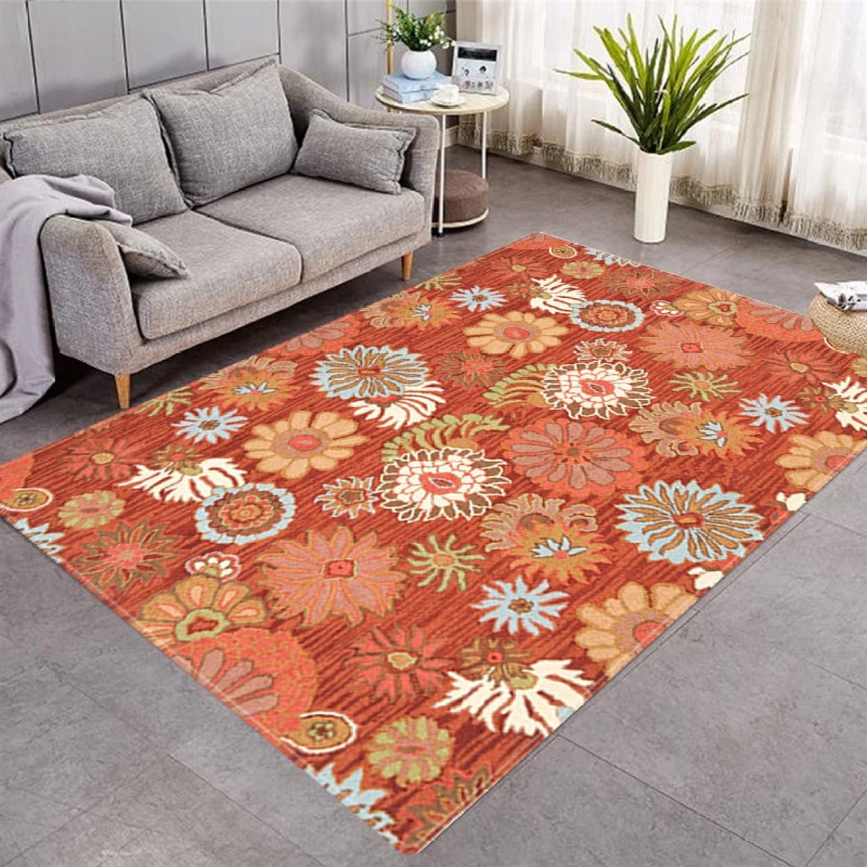 【20%OFFクーポン】ラグマット 中国風 梅の花 蓮の花 鳥 木の枝 山水 魚 カーペット 40X60cm レトロ アンティーク 中華風 カラー 花模様 バラ 玄関マット 長方形 薄手 抗菌 防臭 滑り止め付き リビング