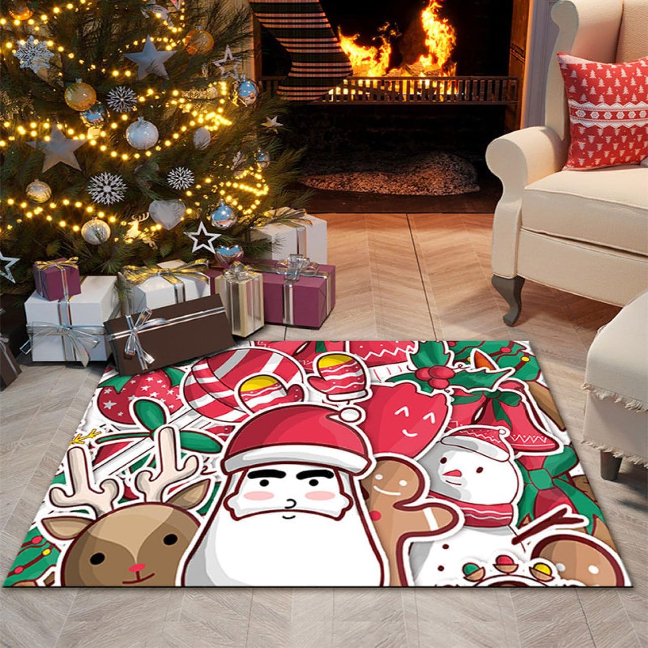 【20%OFFクーポン】カーペット ドアマット 玄関マット クリスマス 雪柄 ウォッシャブル 40*60cm 折り畳み可能 模様替え 防音カーペット 洗濯機丸洗い 華やか リビングルーム 家庭用品飾り ラグマット 防音 床保