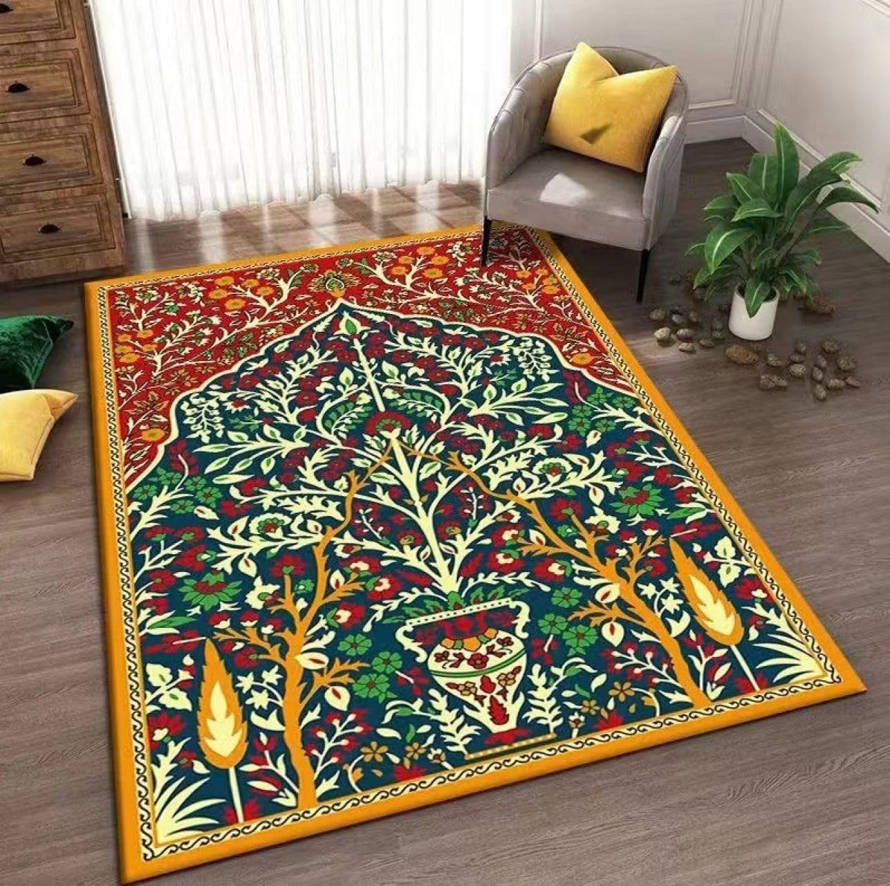 【20%OFFクーポン】カーペット ラグ 40*60cm 洗える ラグマット 滑り止め エスニック柄 ナチュラル ホットカーペット対応 リビング 部屋 かわいい きれい おしゃれ ラグカーペット 北欧風 ペルシャ柄 掃除易い