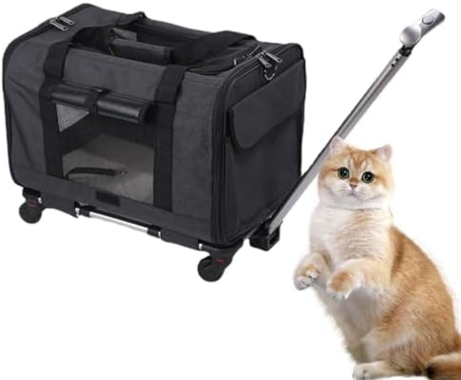 【20%OFFクーポン～】ペットキャリー バッグ 犬 猫 キャリー バッグ 車輪付き ペット リュック キャリー 折りたたみ ペットトロリーボックス 猫 キャリー 犬 ペットスーツケース 観光 4way使用 散歩 安定性 旅行
