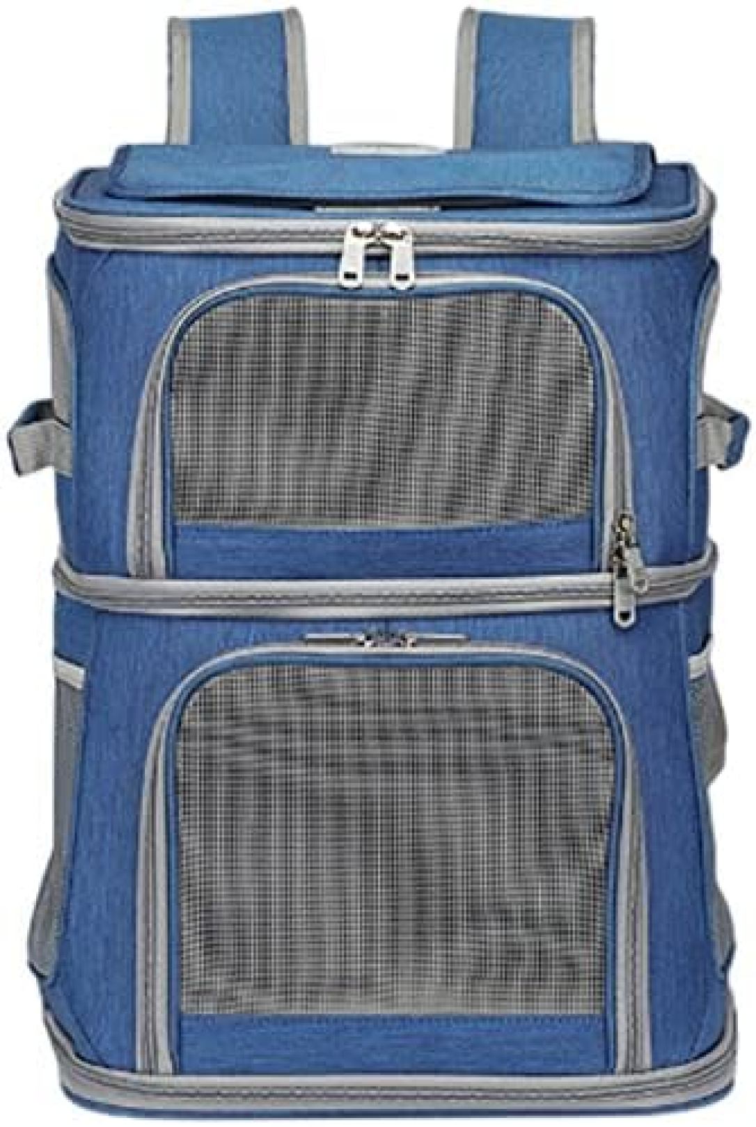 【20%OFFクーポン～】ペットキャリーリュック ペットバッグ ペットリュック 折り畳み可能 2層 大容量 通気性 犬 猫 ペット キャリーバッグ 中?大型猫用?小型犬?うさぎ用 カート 旅行 通院 (ブルー) ペット用品 ア