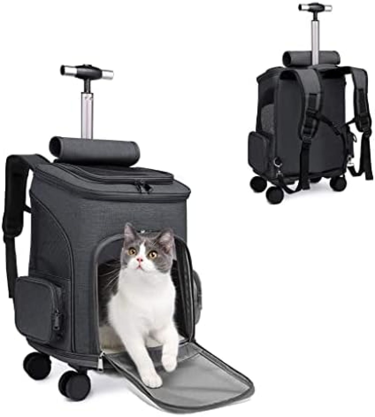 【20%OFFクーポン～】ペットキャリーバッグ 猫キャリーリュック キャスター付き ペットリュック 犬キャリーバッグ 折りたたみ キャリーバッグ ペットトロリーケース 4輪 ペットキャリーカート 犬 猫 リュック 大容量 通気