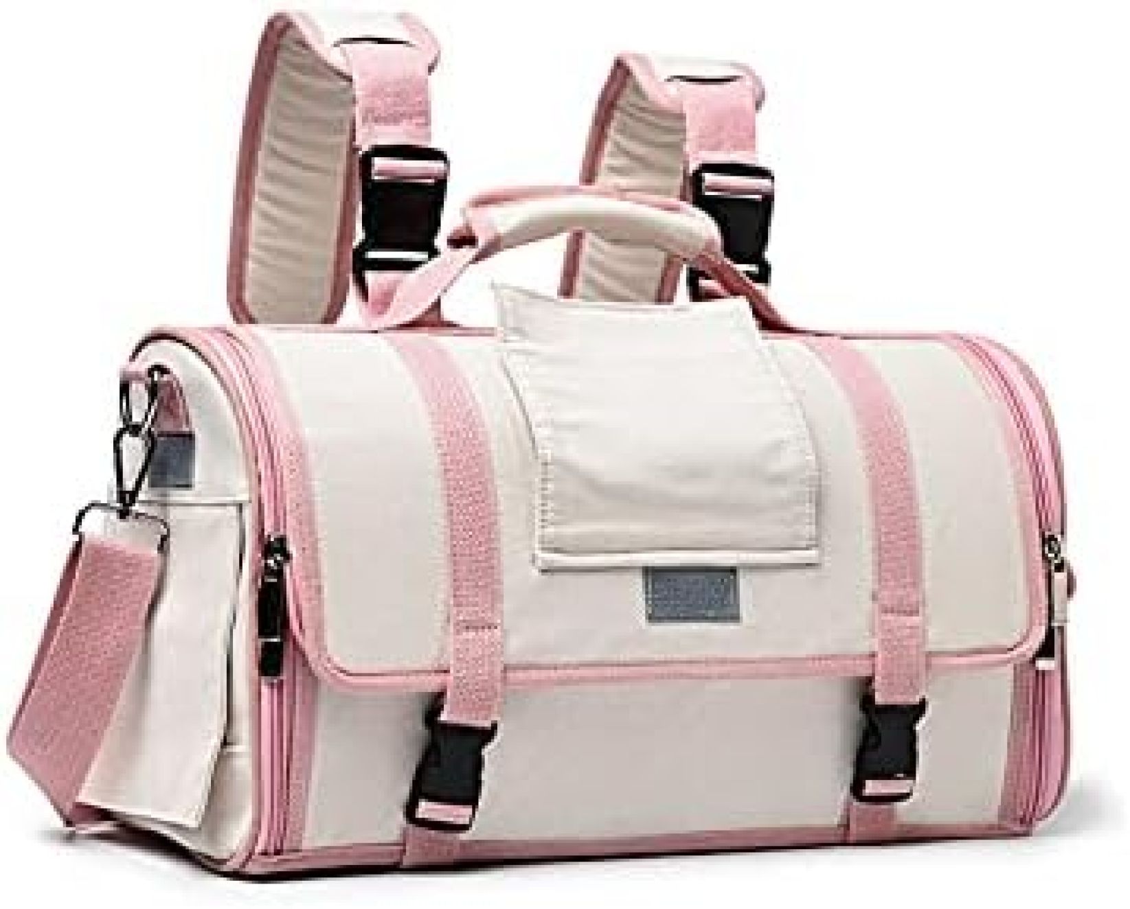 【20%OFFクーポン～】ペットキャリーバッグ 猫用リュック型 猫キャリー リュック 小型犬 3way 手提げ 肩掛け ショルダー付き キャンバス 軽量 耐荷重7.5Kg 通気 リュック ペット 旅行 l/ピンク キャンピング