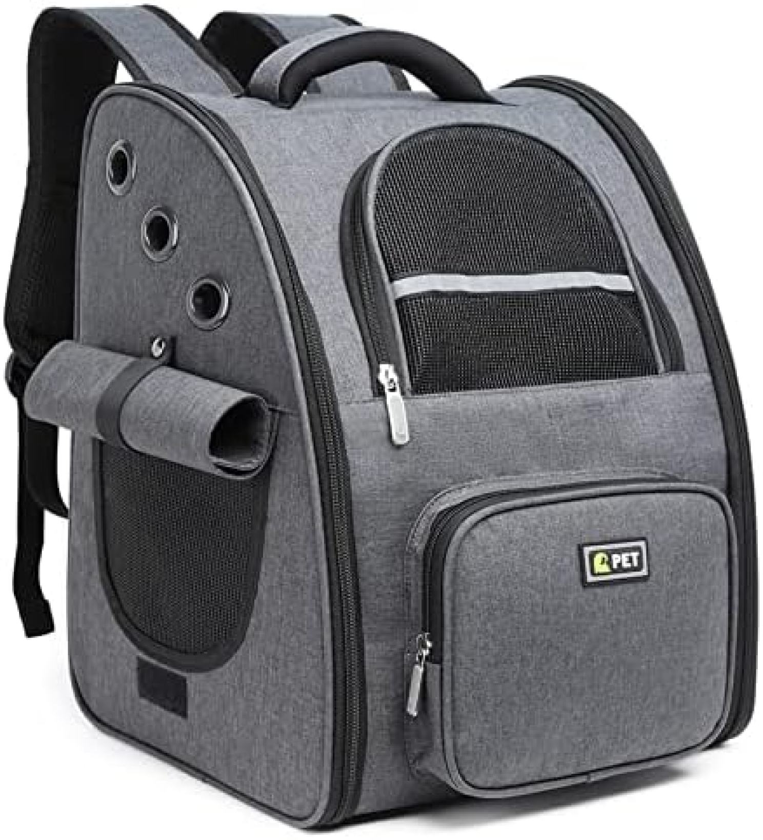【20%OFFクーポン～】ペット バックパック 小型犬 ペットキャリーバッグ 猫 リュック 3面メッシュ 通気性 最大6.5kgの大容量ペット用バックパック 散歩/ドライブ/旅行/通院/災害避難用 ペットバッグ グレーB