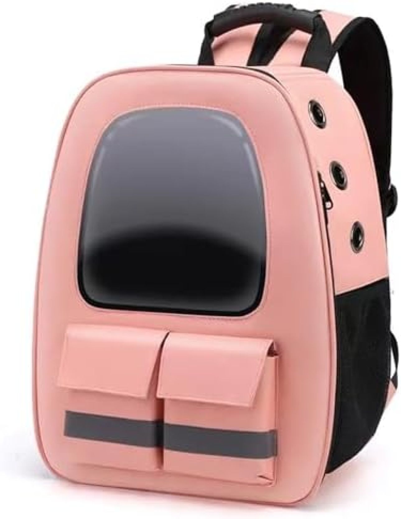 【20%OFFクーポン～】ペットキャリーバッグ お出かけ用品 犬 猫 リュック カーテン付きの ペットキャリー 折り畳み式 きゃりーバッグ 小型犬?小動物用 旅行/通院/災害避難 宇宙船カプセル (ミートピンク)