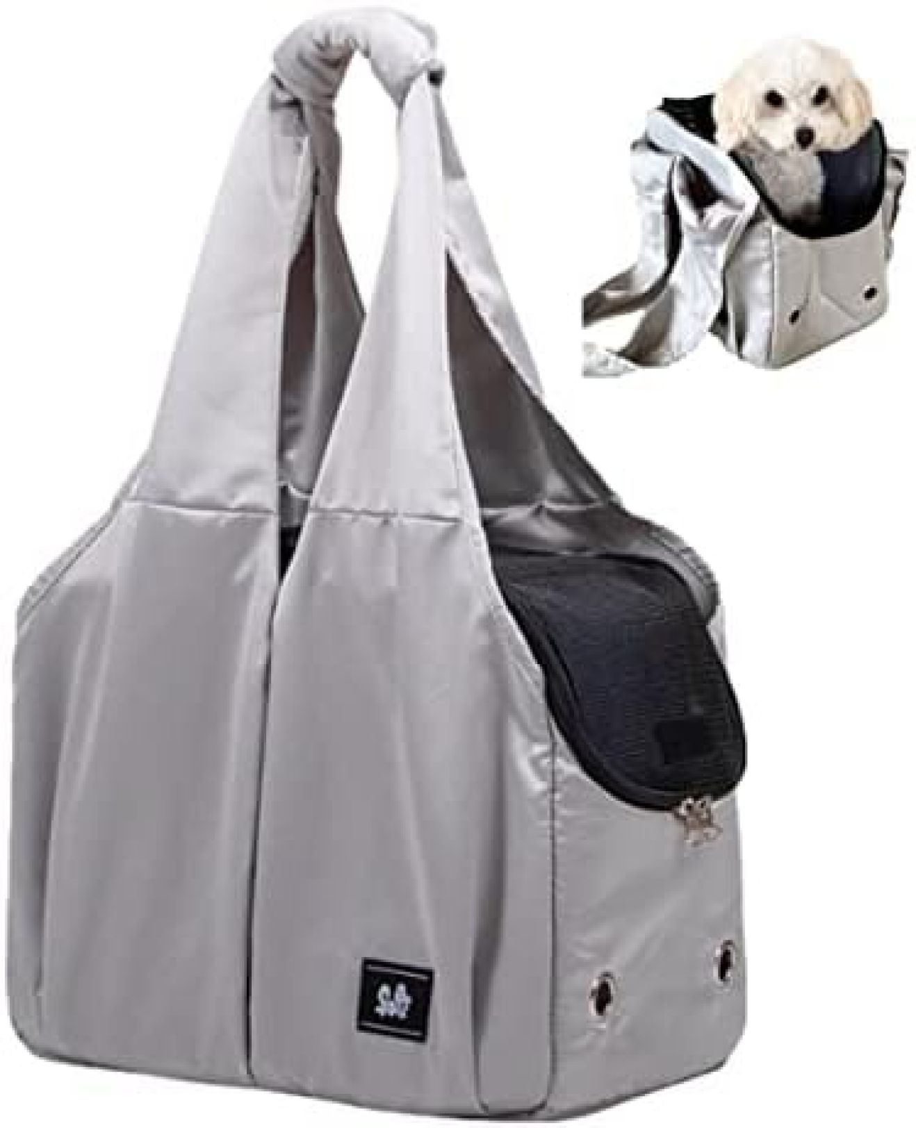 【20%OFFクーポン～】犬 キャリーバッグ ペット用 軽量 ショルダー 小型犬 おしゃれ カジュアル 男女兼用 手持ち 肩がけ お出かけ 旅行 交通機関 災害 避難 病院 (シルバーグレー)