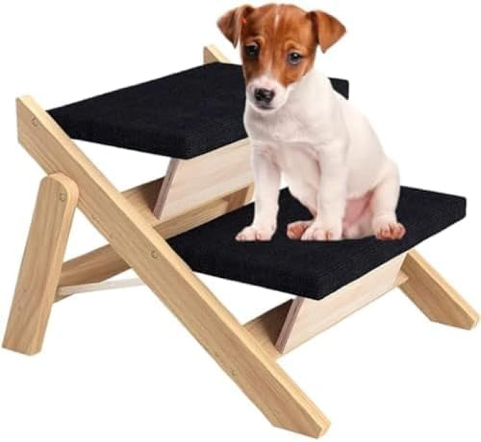【20%OFFクーポン～】折りたたみ犬用スロープ - 滑り止め付き 2 in 1 ドッグステップ ハイベッド用 木製 - 軽量犬用階段、老猫、ソファ、車用の耐久性のある犬用スロープ