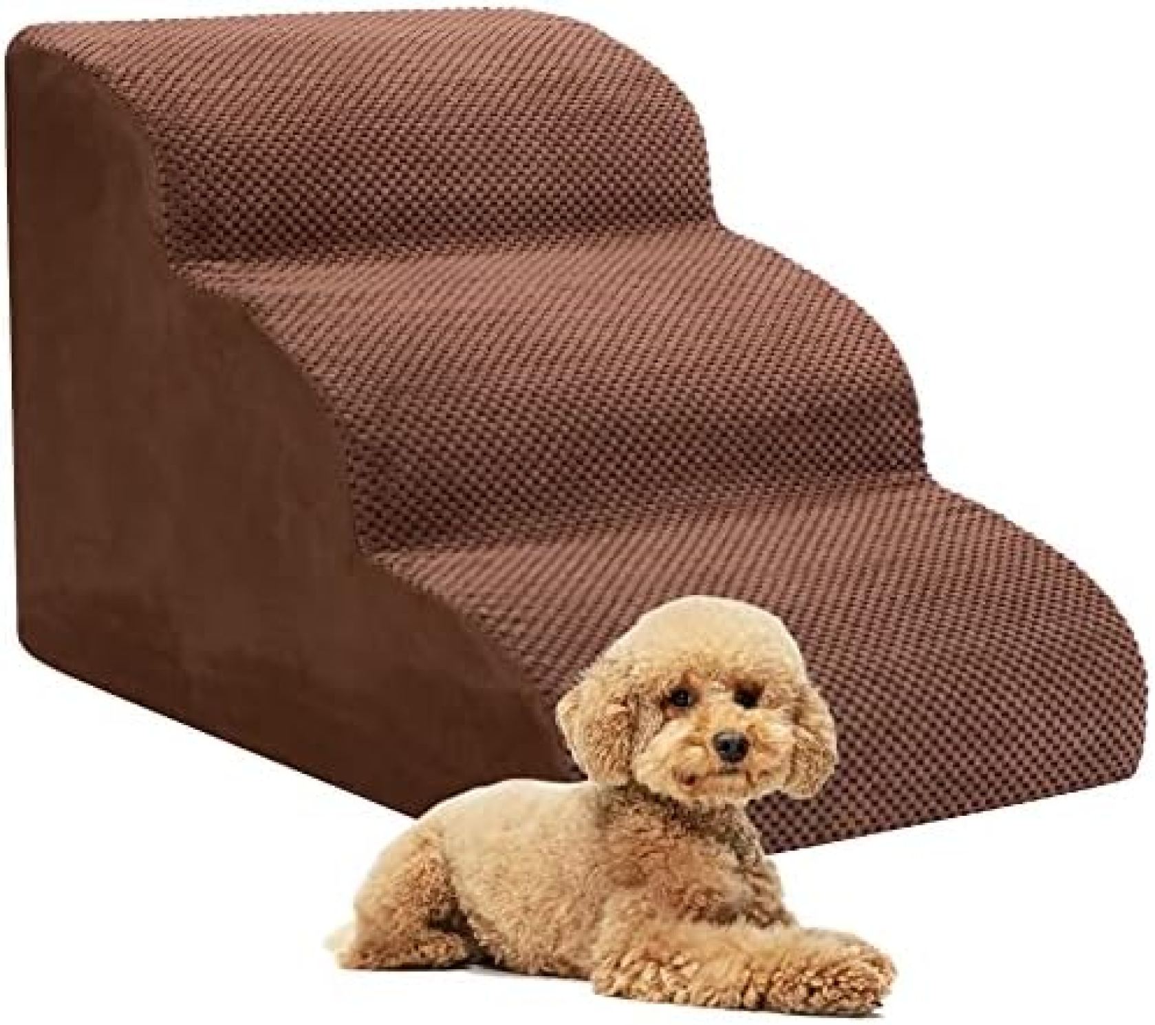 【20%OFFクーポン】犬用階段 小型犬用 3段高密度フォーム犬用スロープ 超ワイド 滑り止め ペットステップ ハイベッドやカウチ用 ソフトフォームドギーはしご 怪我をした犬 高齢ペット 小型猫用