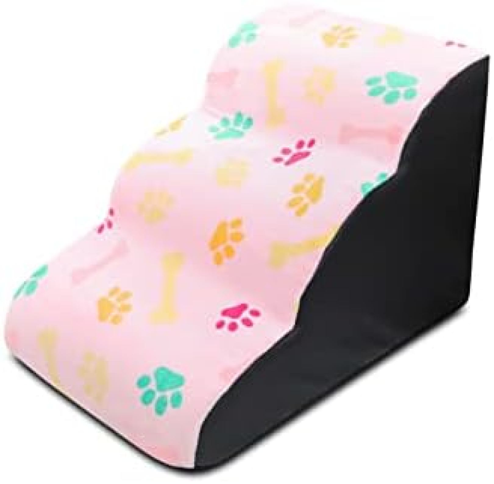 【20%OFFクーポン】ペット階段 3段の犬用階段 スロープステップと滑り止めの底を備えた取り外し可能で洗える犬の階段 ソフトで快適なドッグランプ(ピンク - 骨)