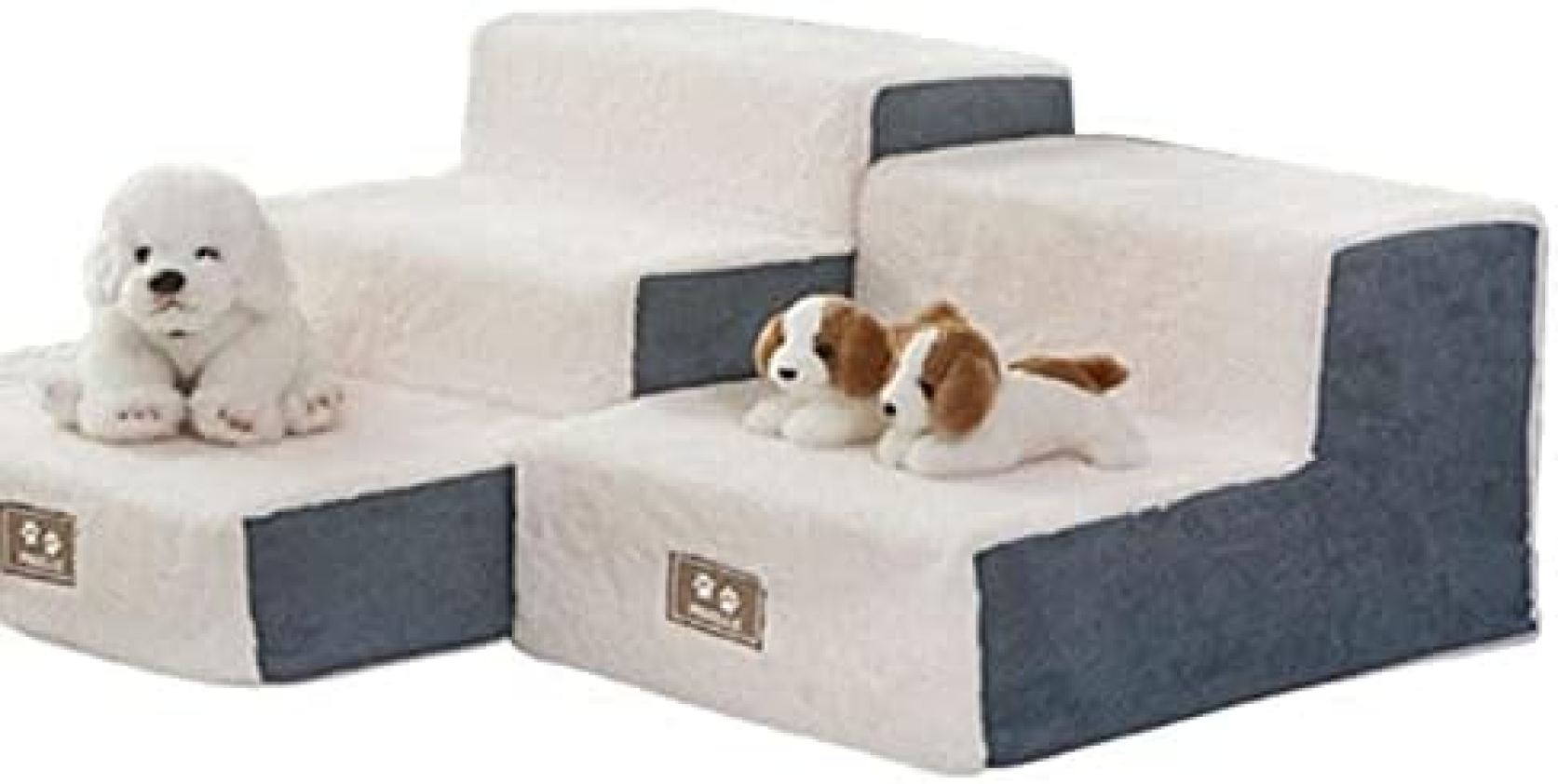 【20%OFFクーポン～】ドッグステップ 小型犬 ラムウール スロープ アイボリー 段差 犬 屋外 大型犬 スエード 高い チワワ 足腰への負担を軽減 怪我防止 安全 高め イヌ いぬ 2段 小さい 高さ調整 手洗い ハード