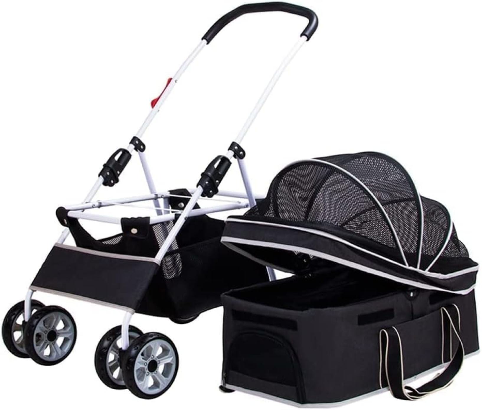 【20%OFFクーポン～】ペットカート ベビーカー 犬 猫 バギー 多頭 中型犬用ペット犬用ベビーカー猫/犬用ベビーカー4輪ペットカート猫用ベビーカーペット犬キャリア折りたたみ式キャリッジベビーカー付き
