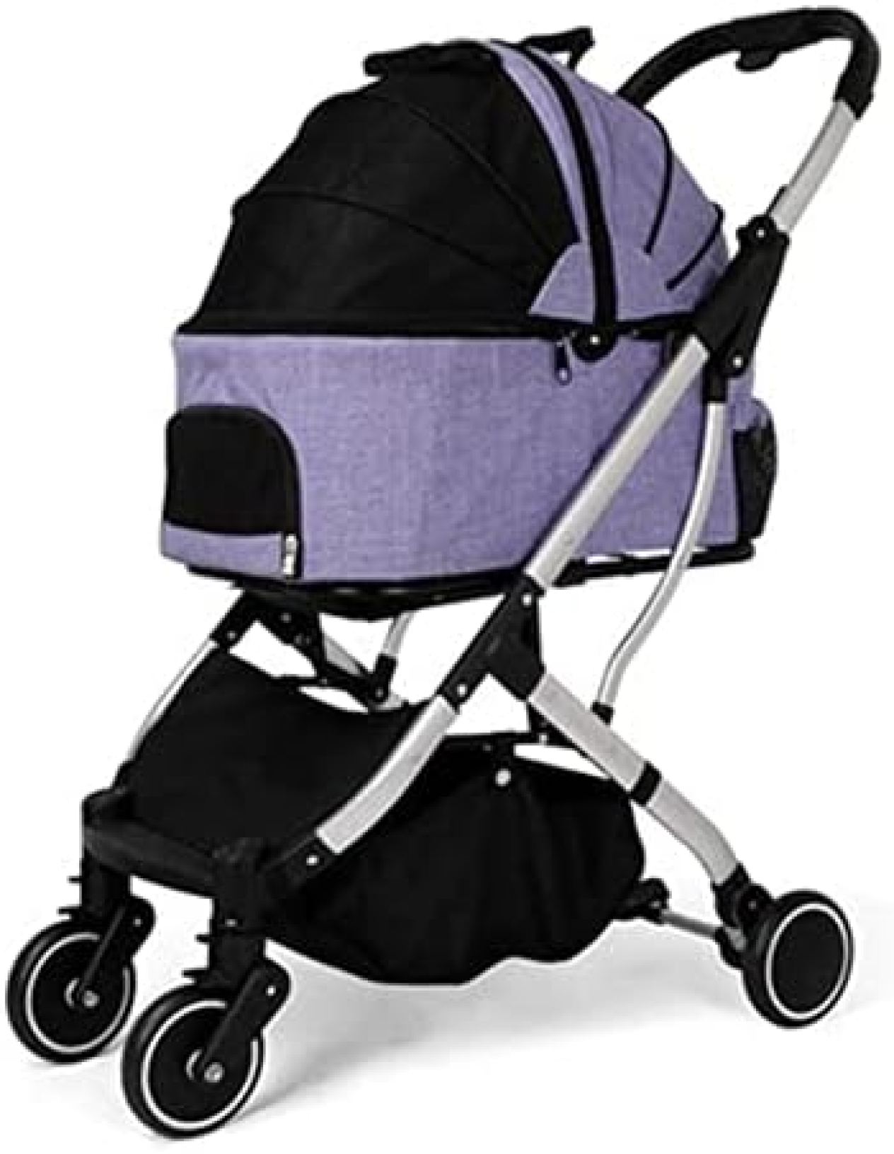 【20%OFFクーポン～】ペットカート ベビーカー 犬 猫 バギー 多頭 ペット犬用ベビーカー折りたたみ式ペットカート取り外し可能なライナー付きの子犬と猫用の4輪トロリー 2ペダルブレーキ