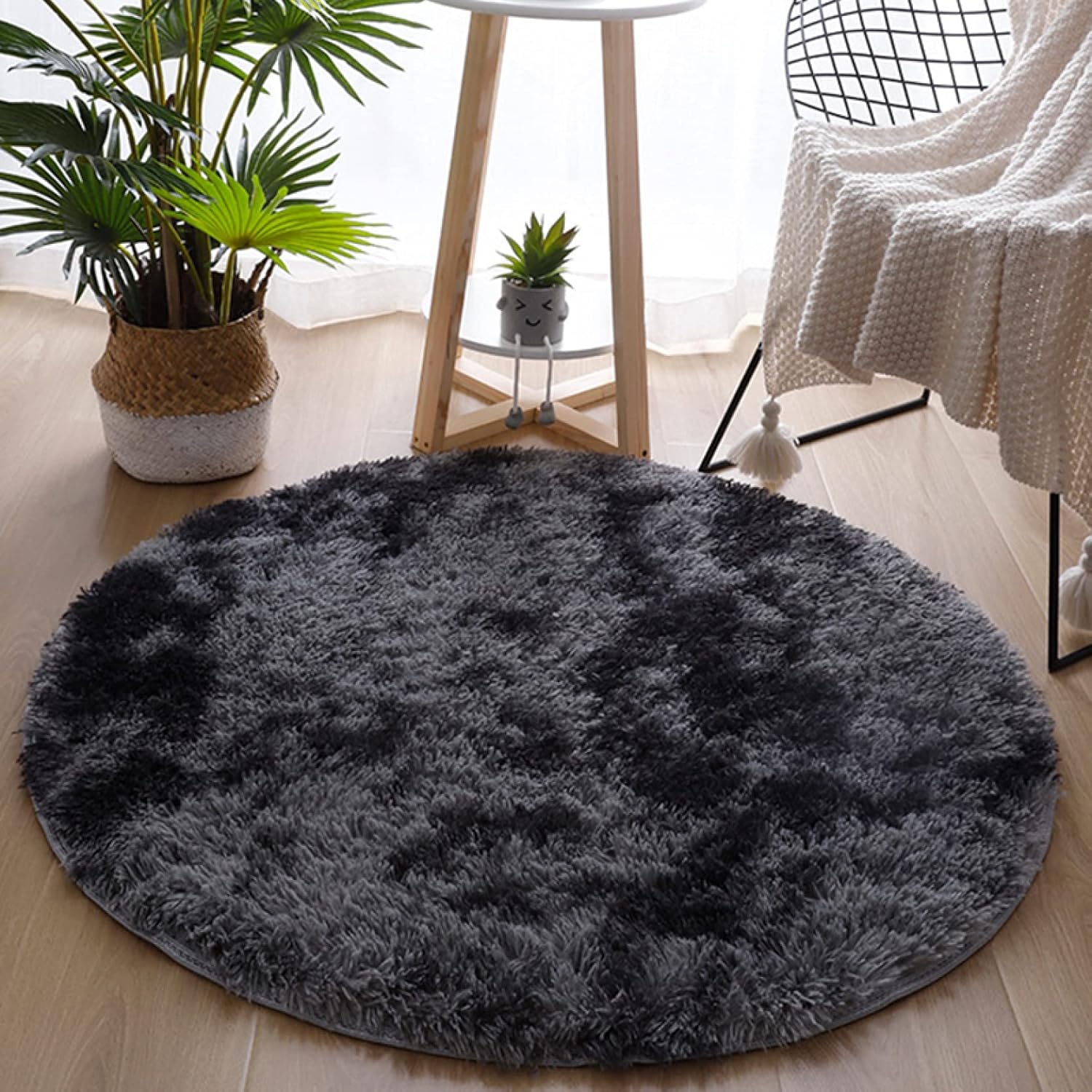 【20%OFFクーポン】ラグマット ラグカーペット 滑り止め付 200*200cm 洗えるラグ 抗菌 ふわっと手触り優しいシャギー直径120cm 折り畳み グレー 円形 直径120cm 洗えるラグ 北欧 丸型 円形 ラグマッ