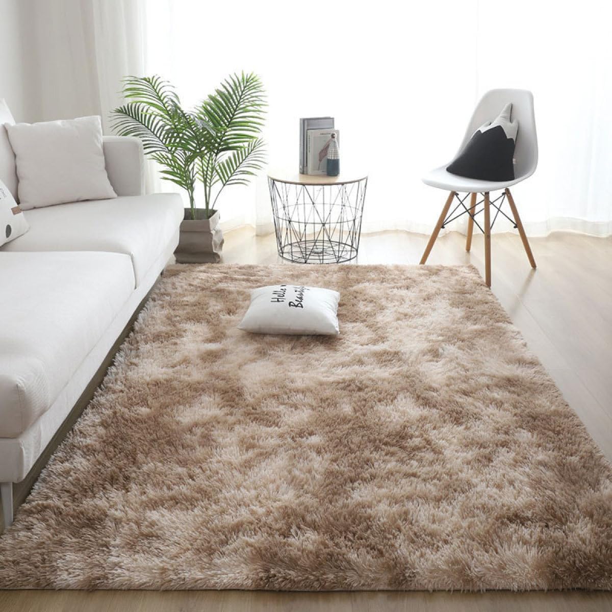 【20%OFFクーポン】シャギー 洗える カーペット マット カーキ1 丸型 ラグマット フロアラグ センターラグ 直径 120cm 可愛い ベッドルーム リビング 書斎 北欧 シンプル インテリア エントランス 80*2