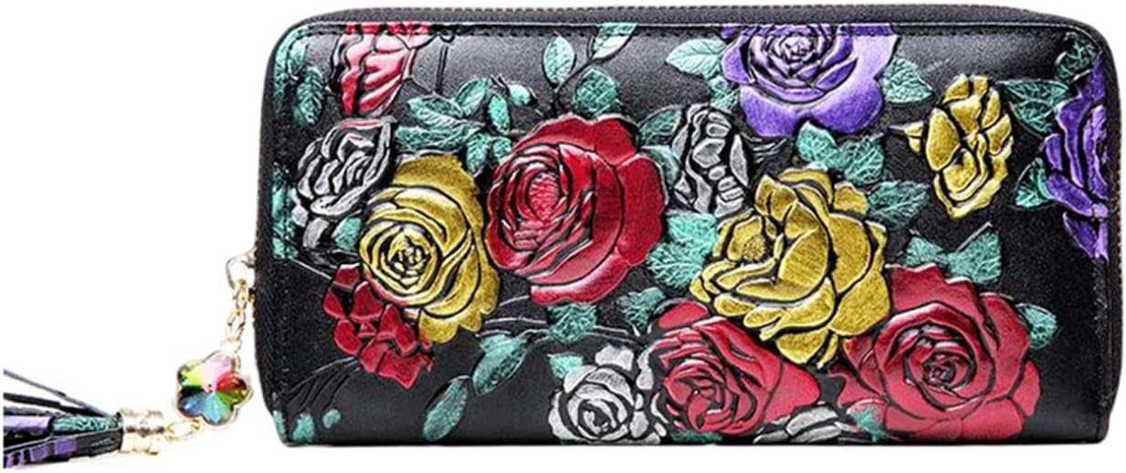 【20%OFFクーポン】レディース 大人 長財布 花柄 ファスナー 財布 大容量 使いやすい お手頃 多機能 カード入れ 小銭入れ スマホ入れ可 中仕切り有り スキミング防止 コインケース 高級 美しく プレゼント 母の日