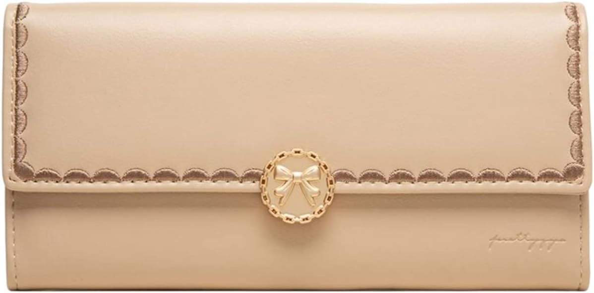 【20%OFFクーポン】コインケース レディース 長財布 リボン 英字柄 三つ折り 大きい ファスナー ボタン 財布 使いやすい お手頃 大容量 小銭入れ カード入れ 多機能 スキミング防止 ウォレット シンプル 上品 プレ
