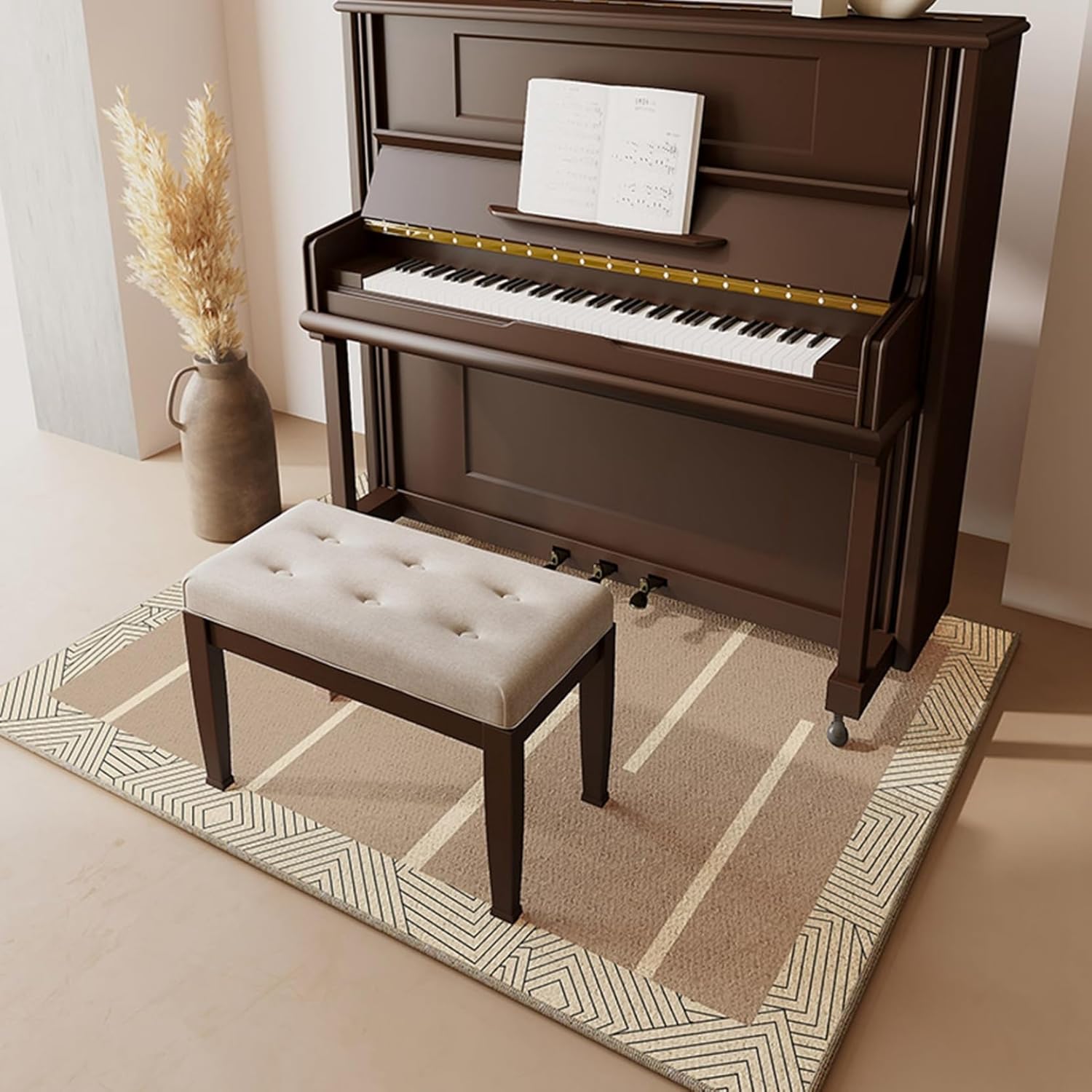 【20%OFFクーポン】ピアノ用マット 防音 デスク 電子ピアノ 長方形 ストライプ オールシーズン 四角 デスクチェアマット フロアマット すべりどめ付き 防音 ウォッシャブル キズ防止 衝撃吸収 学校向け