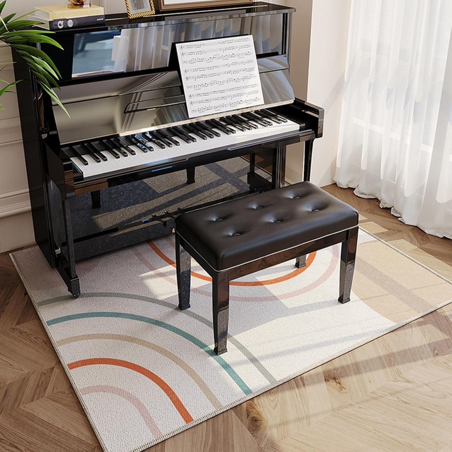【20%OFFクーポン】ピアノ用マット 防音ラグセット デスク 電子ピアノ 長方形 オールシーズン フロアマット 防滑 静音吸音 洗濯簡単 キズ防止?防音傷 振動吸収 北欧スタイル カラフル スタジオ 店舗用 ダイニング