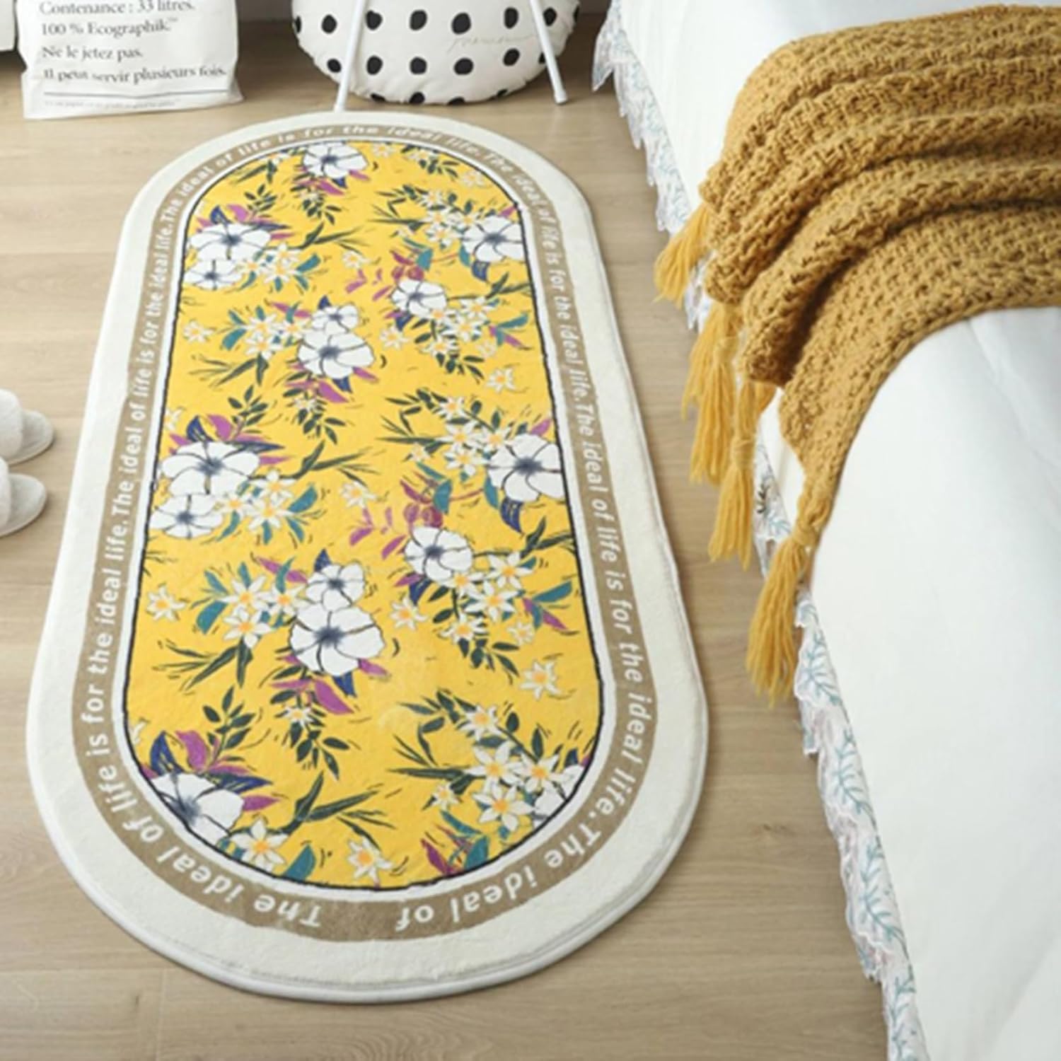 【20%OFFクーポン】チェアマット 楕円 花柄 ベッドルームラグ デスク 短い毛足 絨毯 家具保護パッド オールシーズン プレイマット すべりどめ付き 防音 洗濯可 キズ防止?防音傷 中華風 田園 屋内 ダイニング 新生活
