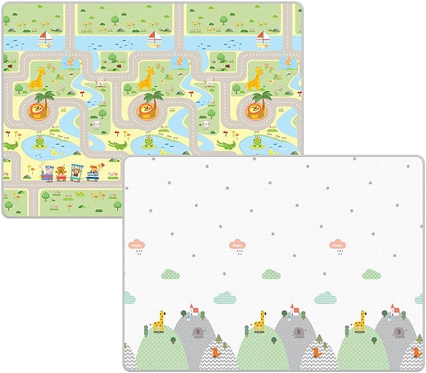 【20%OFFクーポン】ベビーマット 極厚 赤ちゃん ベビープレイマット キッズ用 プレイマット リバーシブル 折り畳み式 安全無味 両面使用 滑り止め 防水防寒 遊び 厚手 無臭 振動吸収 五感刺激 和室 洋室 180*2
