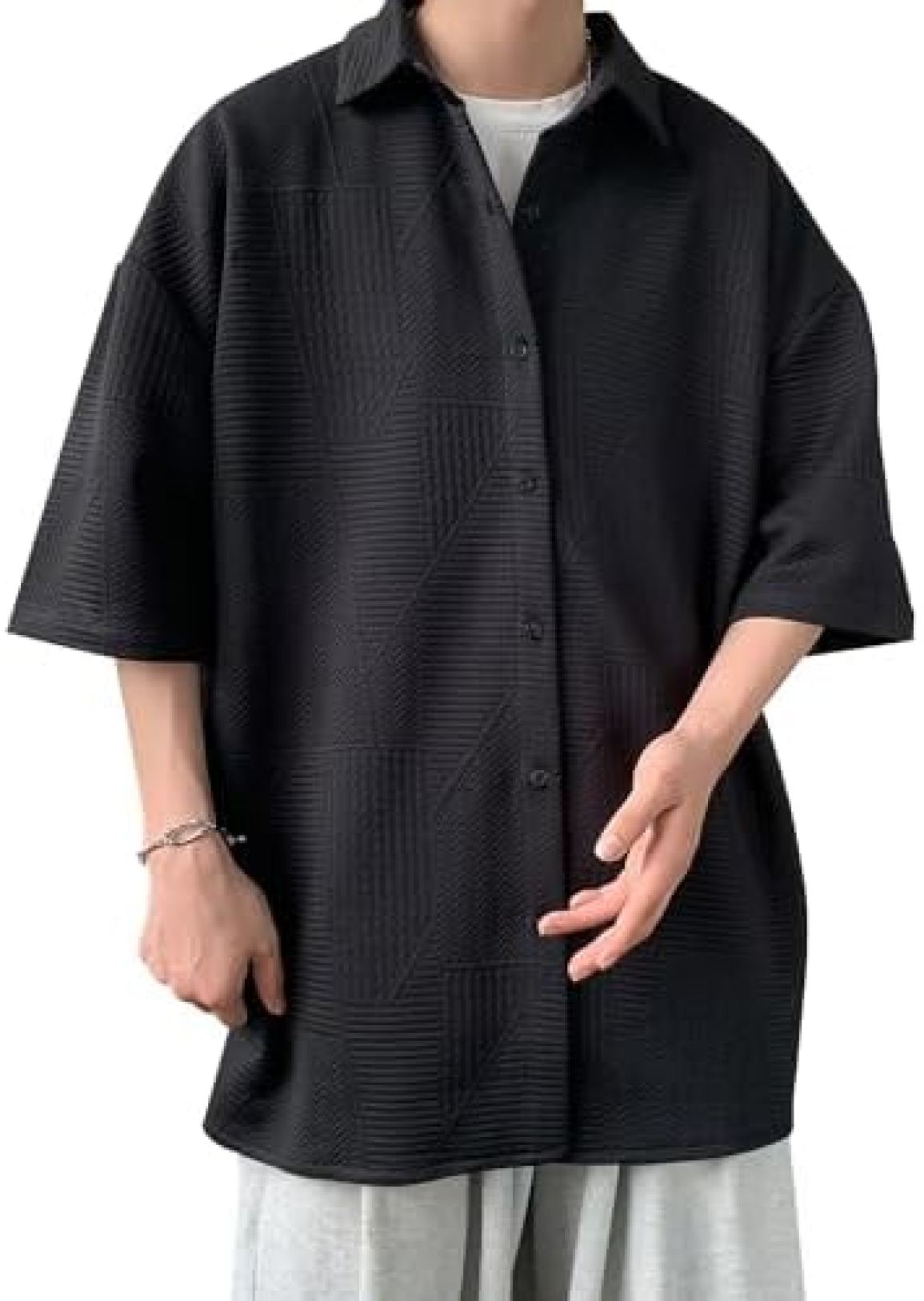 メンズ シャツ 半袖 夏服 無地 大きいサイズ カジュアル おしゃれ ゆったり シンプル 軽い 柔らかい 人気 シャツ メンズ 服