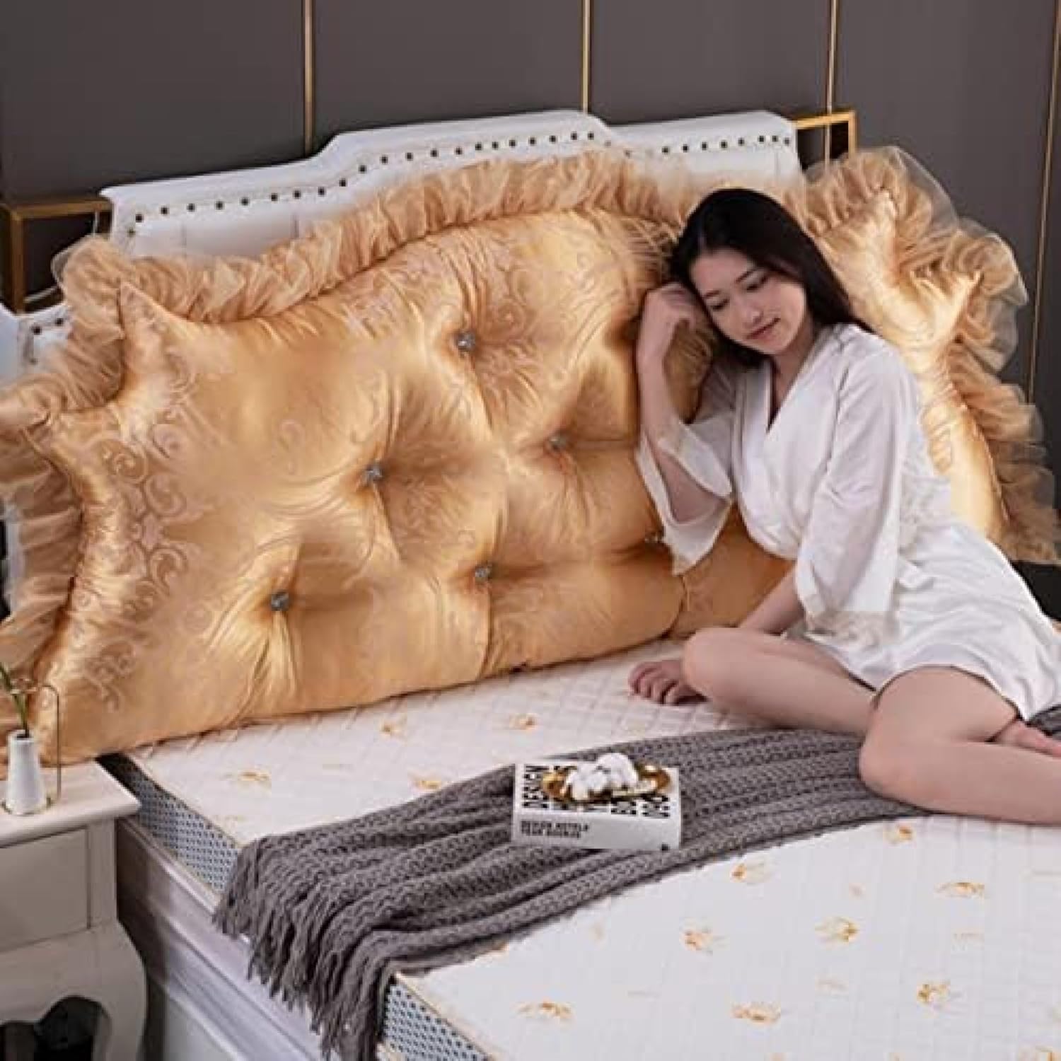 【20%OFFクーポン】三角 ウェッジ クッション ウェッジ枕 ヘッドボードベッド背もたれ 枕 洗える ベッド ウェッジ枕 三角ヘッドボードクッション 背もたれ位置サポート 北欧 ベッド読書枕カバー 1.8m シートクッショ|Yokos