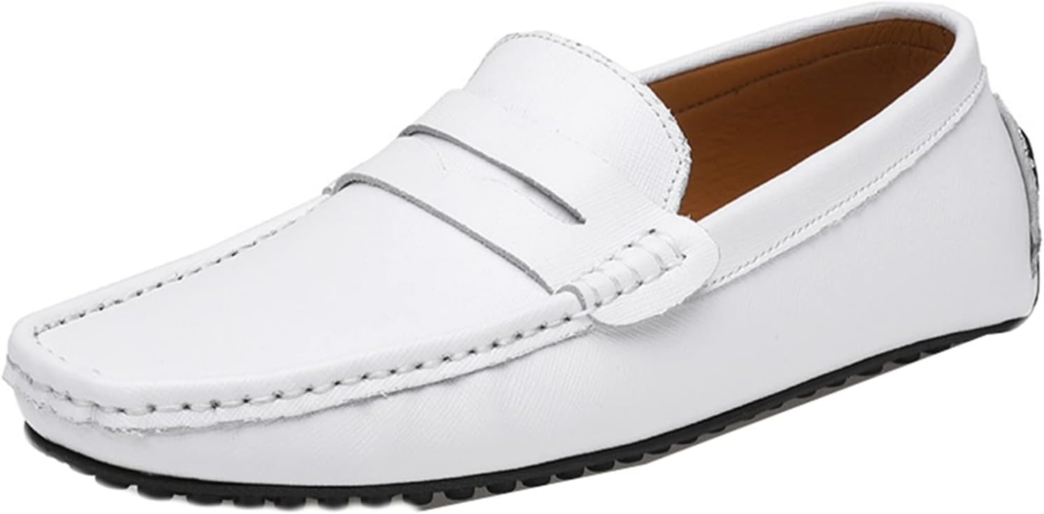 【20%OFFクーポン】本革 モカシン ローファー 24-29.5cm ホワイト メンズ ドライビングシューズ スリッポン レザー 大きめ 無地 ウォーキング カジュアル 紳士靴 春夏秋 シンプル クッション 運転 フォーマ｜Yokos